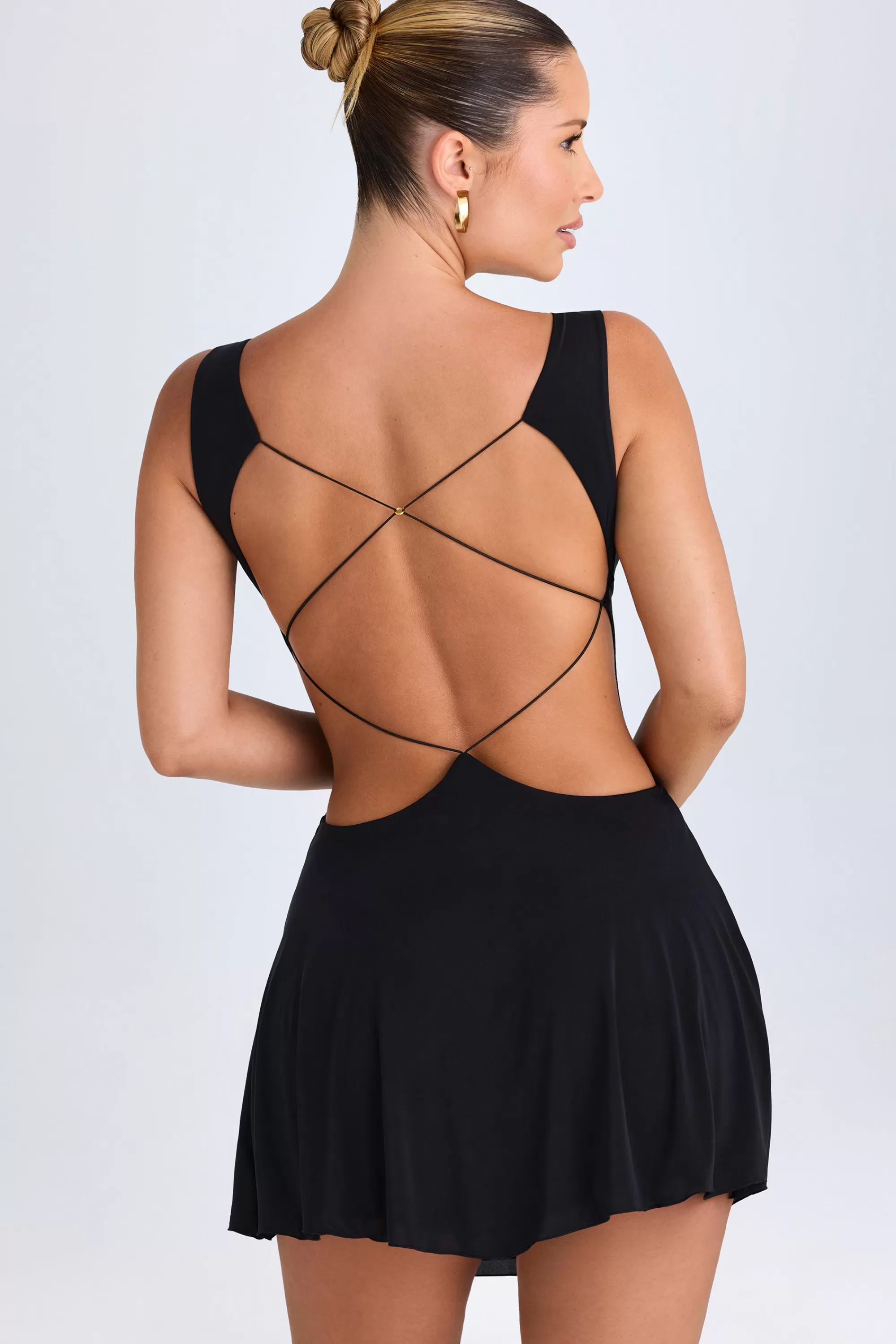 Oh Polly Plunge Cut-Out Mini Dress In Black Best Sale