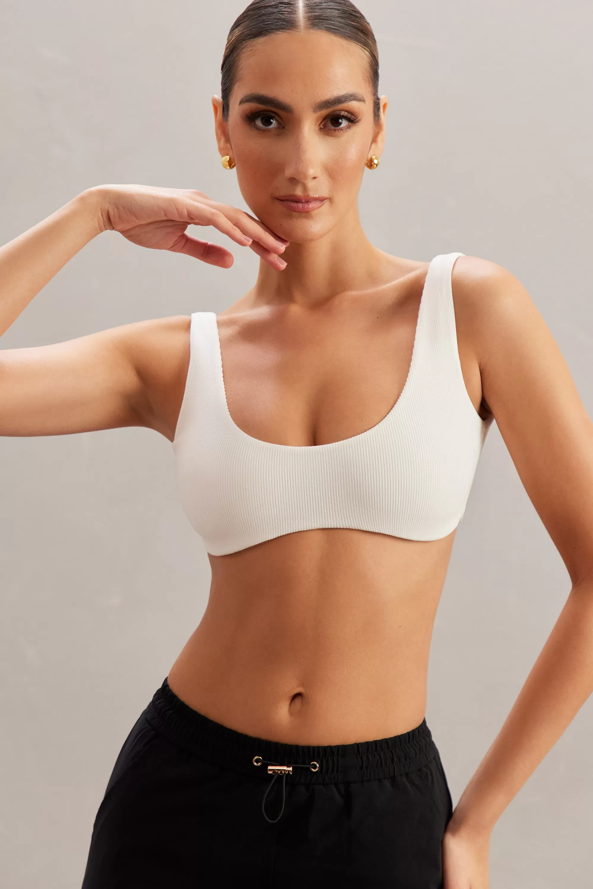 Oh Polly Plunge Neck Bralette In Ivory Hot