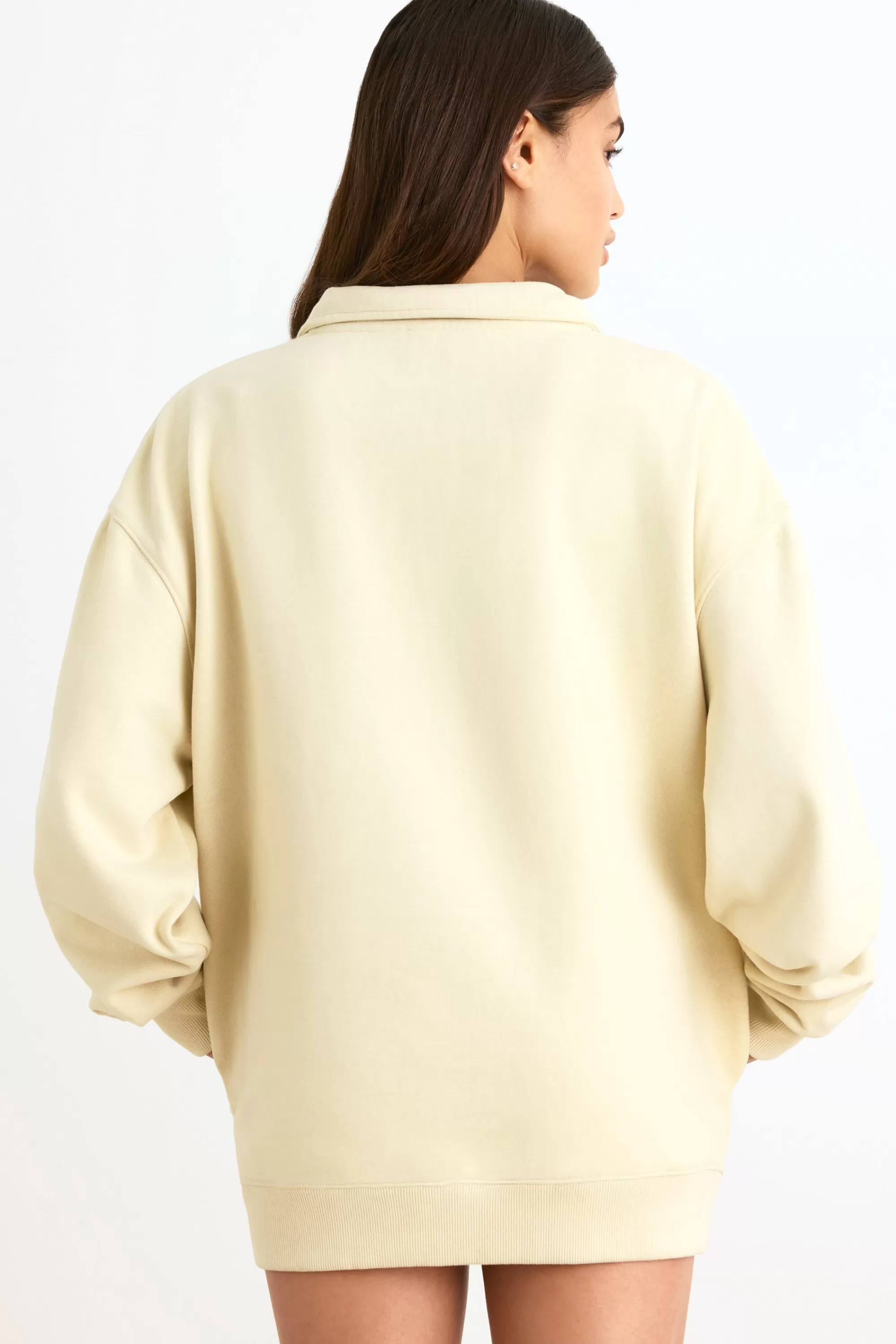 Oh Polly Quarter-Zip Sweatshirt In Bone Fashion