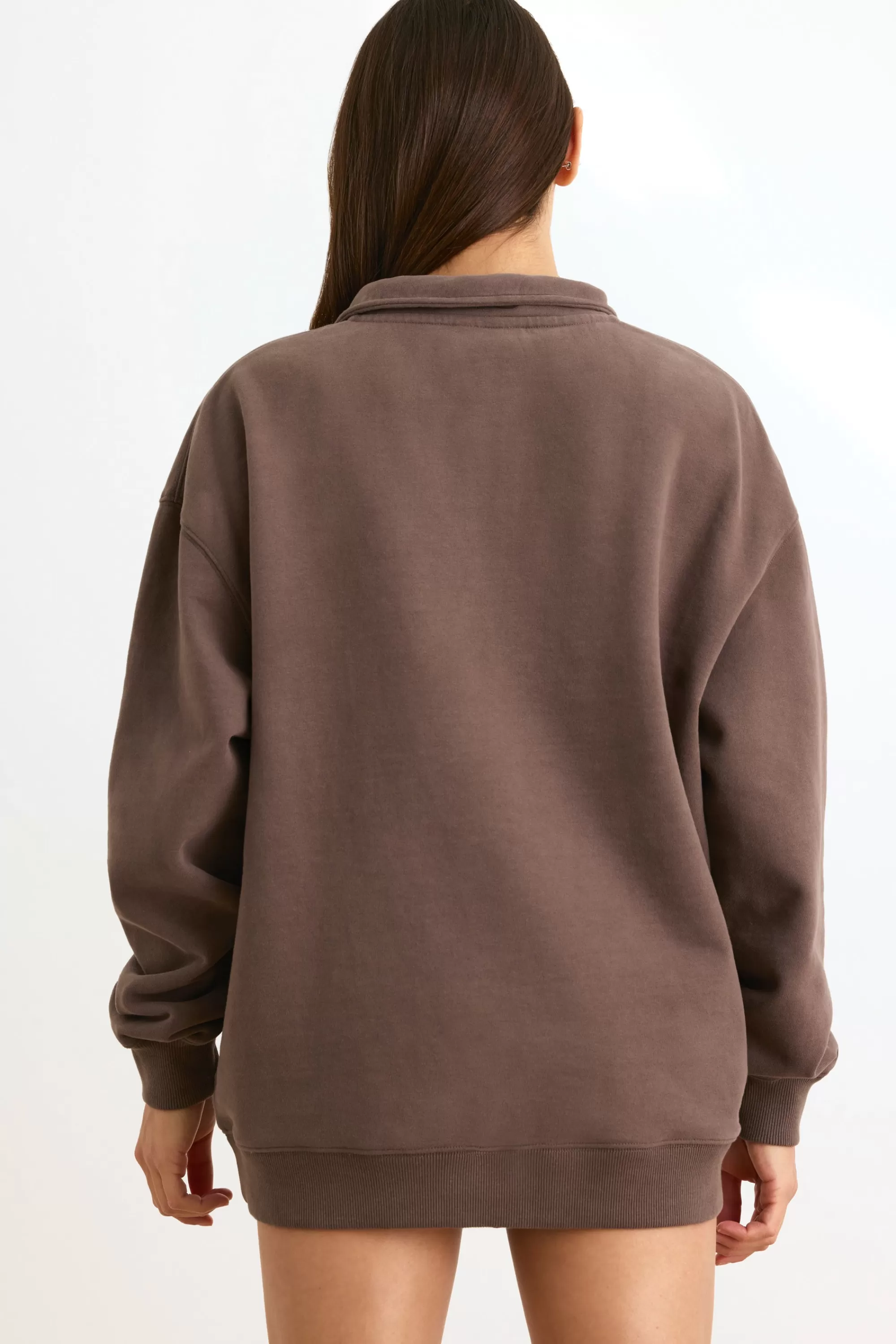 Oh Polly Quarter-Zip Sweatshirt In Espresso Online