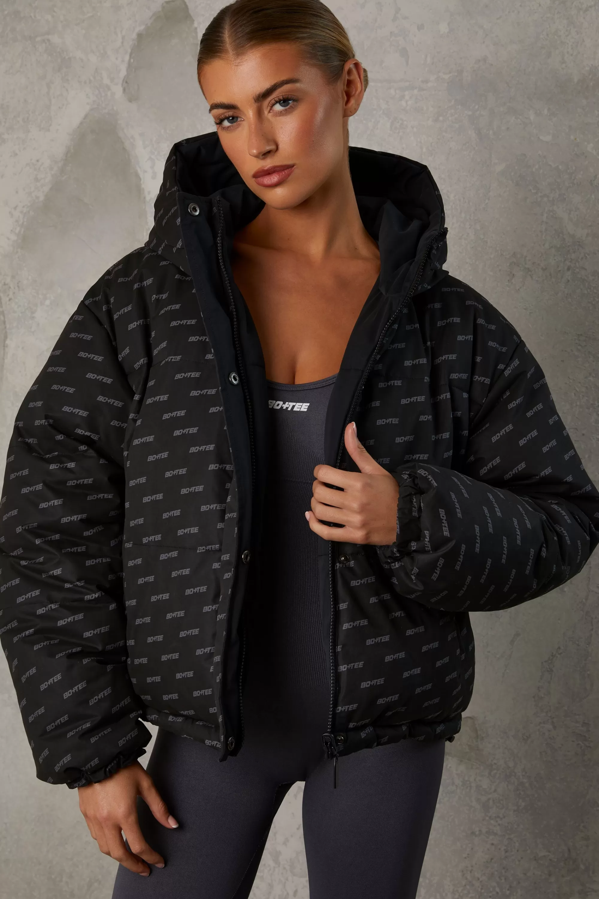 Oh Polly Reversible Hooded Puffer Jacket In Black Outlet