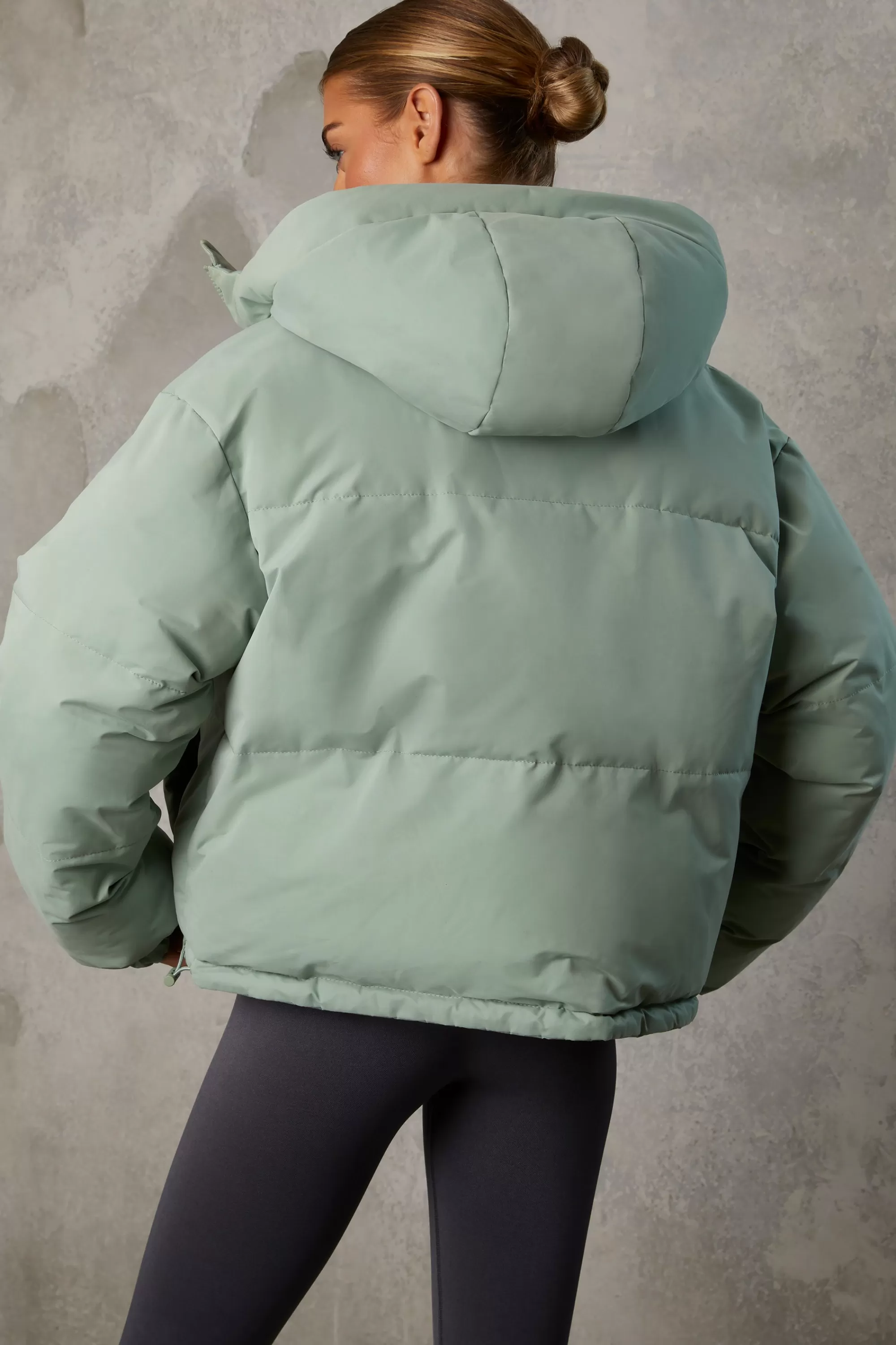 Oh Polly Reversible Hooded Puffer Jacket In Iceberg Green Flash Sale