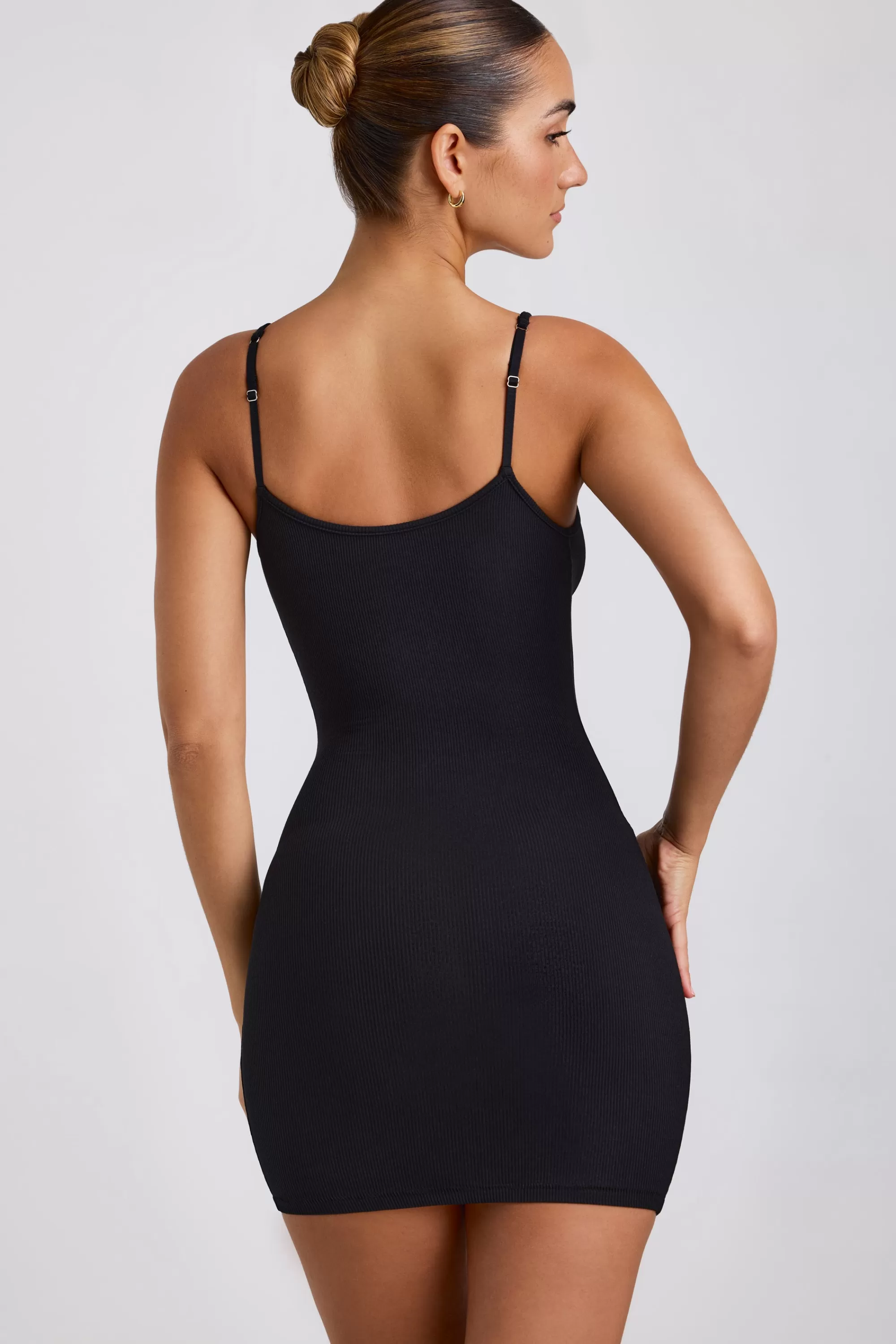 Oh Polly Ribbed Modal Mini Dress In Black Flash Sale