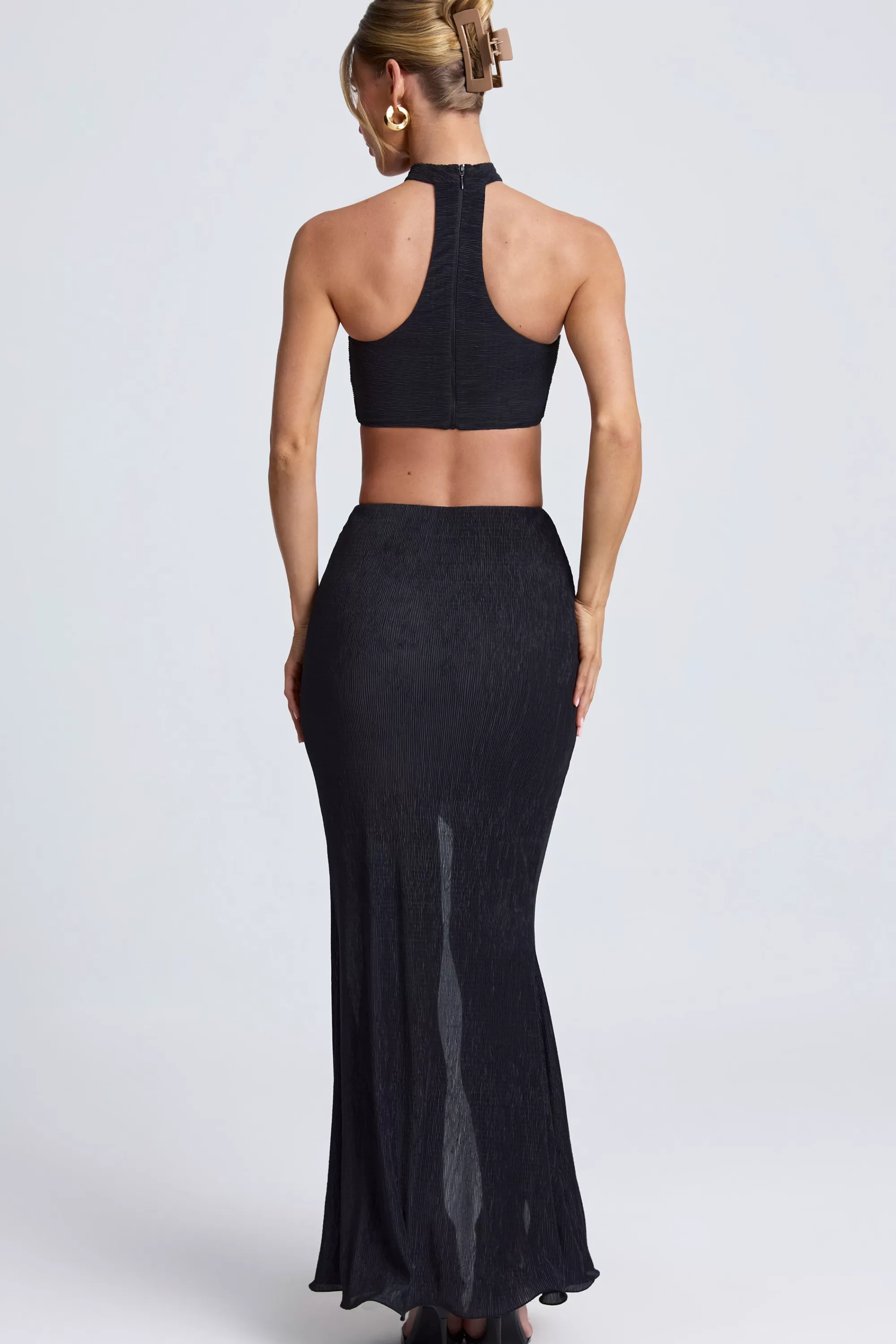 Oh Polly Ruffle-Trim Maxi Skirt In Black Clearance