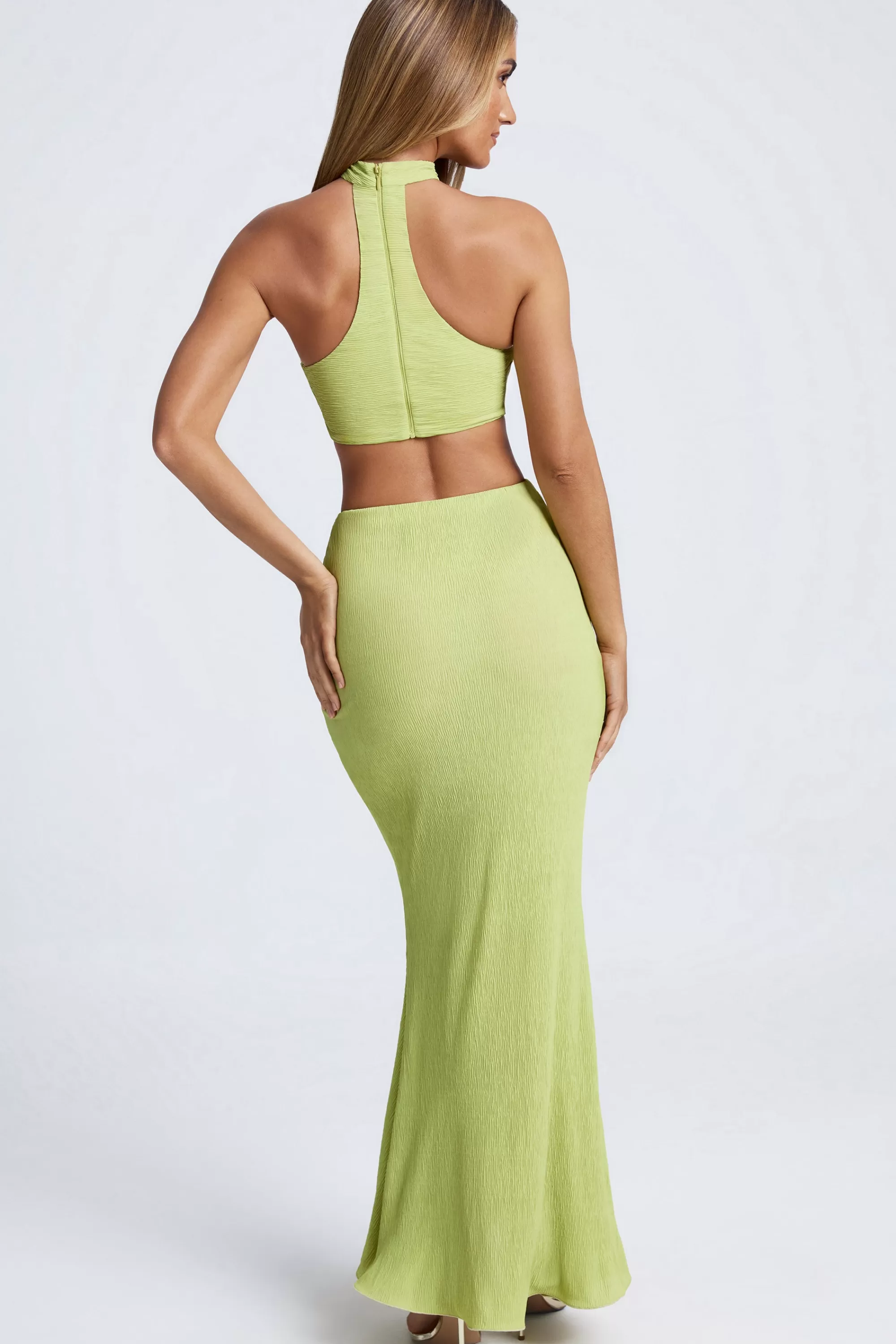 Oh Polly Ruffle-Trim Maxi Skirt In Olive Green Fashion