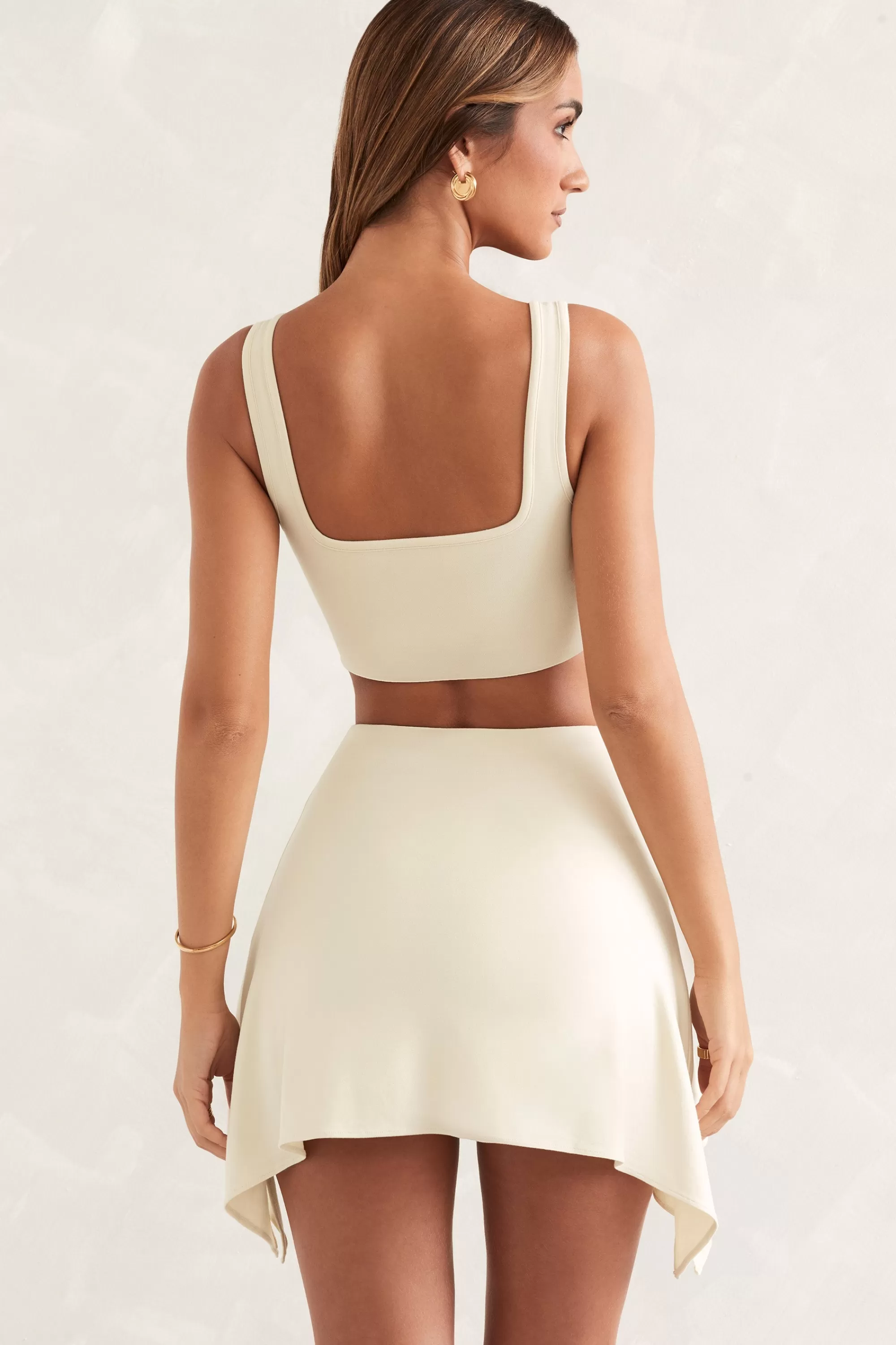 Oh Polly Scoop Neck Crop Top In Ivory Sale