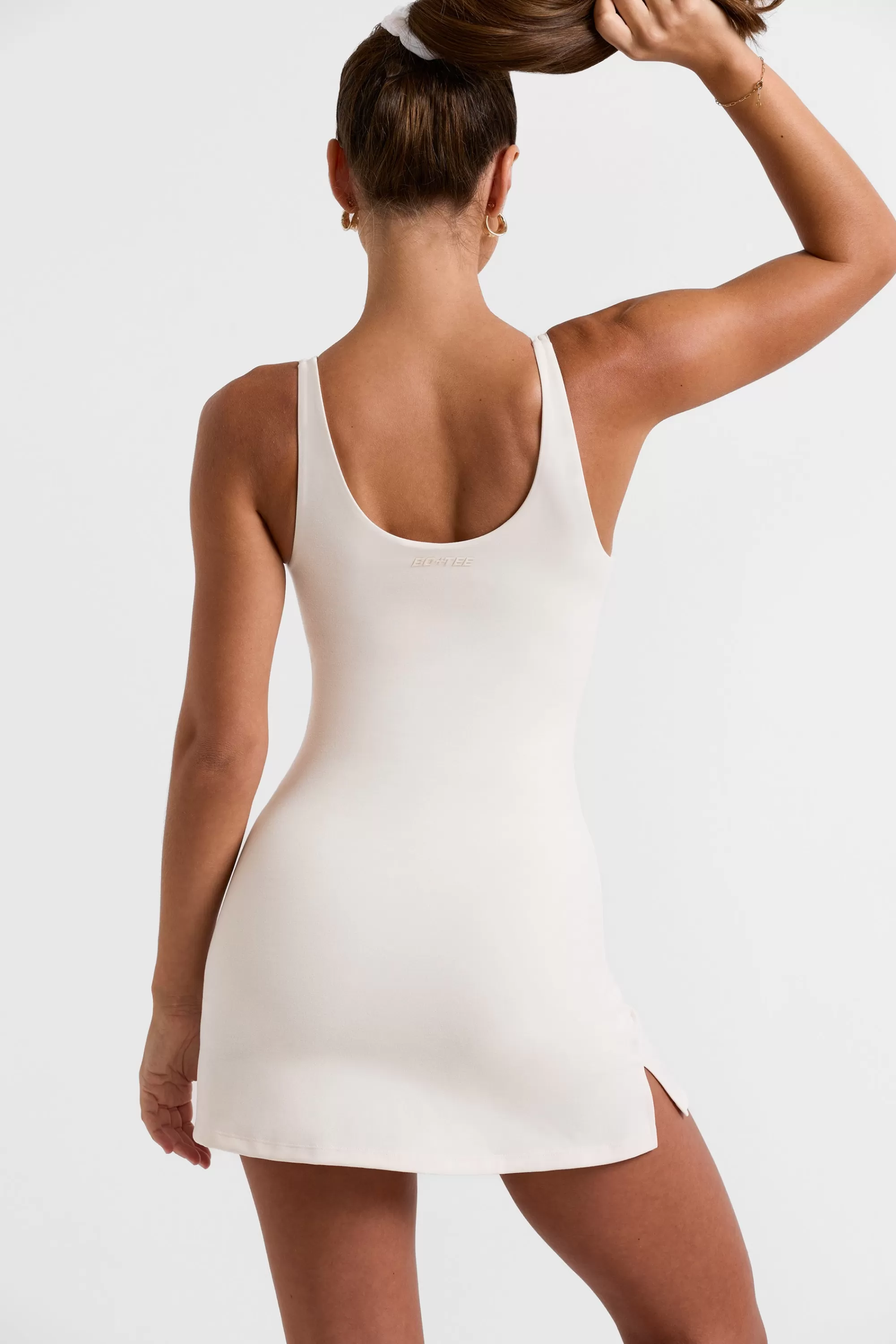 Oh Polly Scoop Neckline Tennis Dress In White Flash Sale