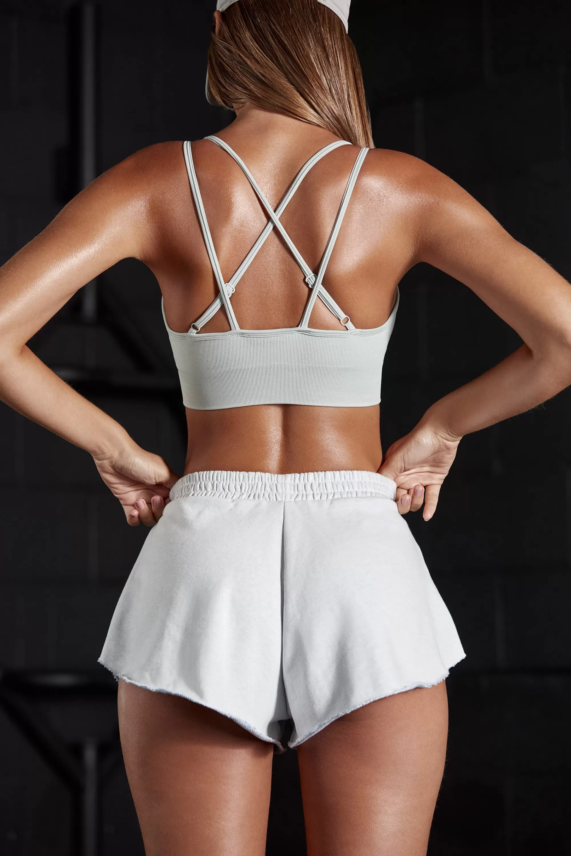 Oh Polly Seamless Strappy Sports Bra In Grey New