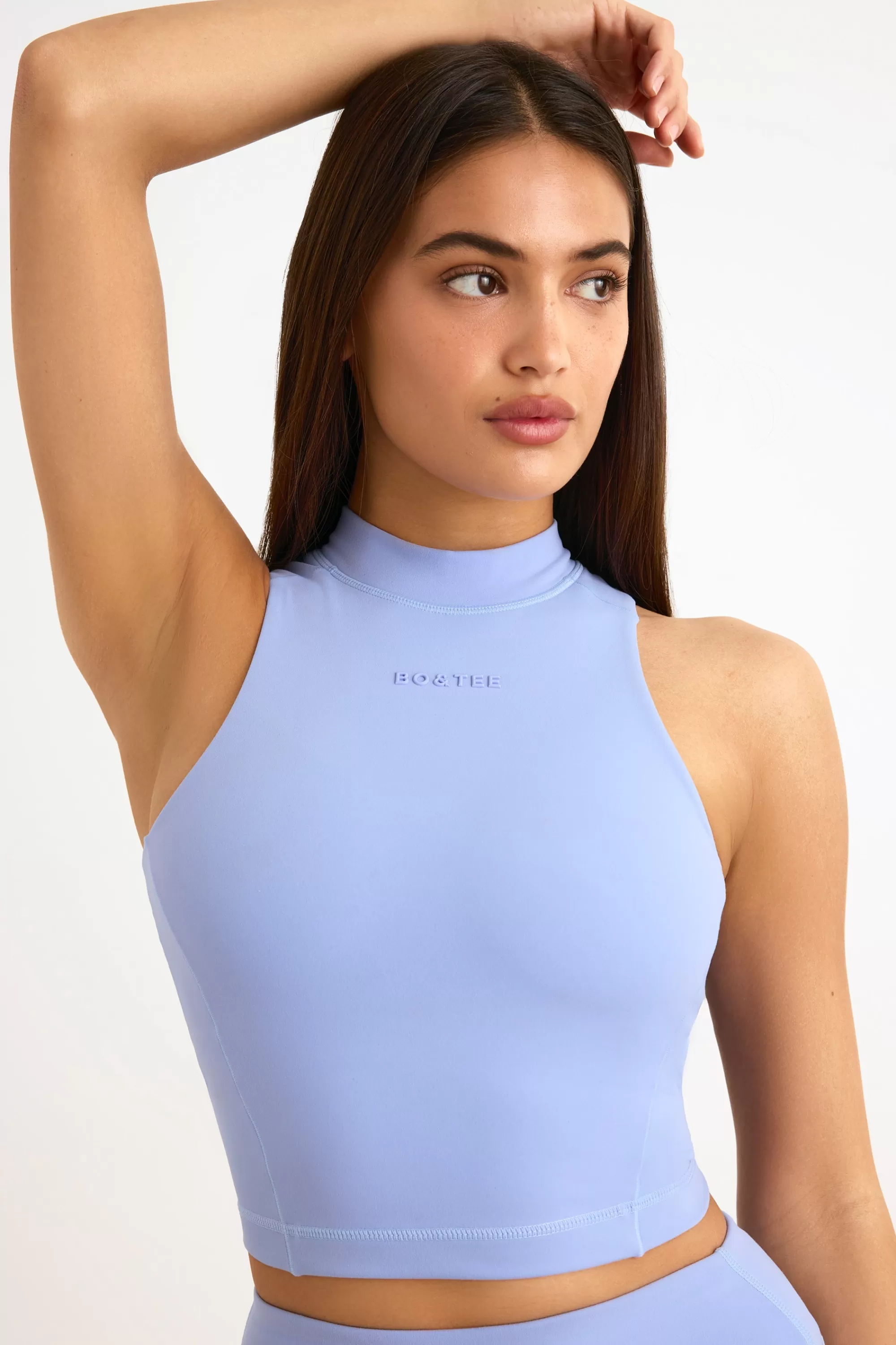 Oh Polly Soft Active High-Neck Tank Top In Lavender Blue Cheap