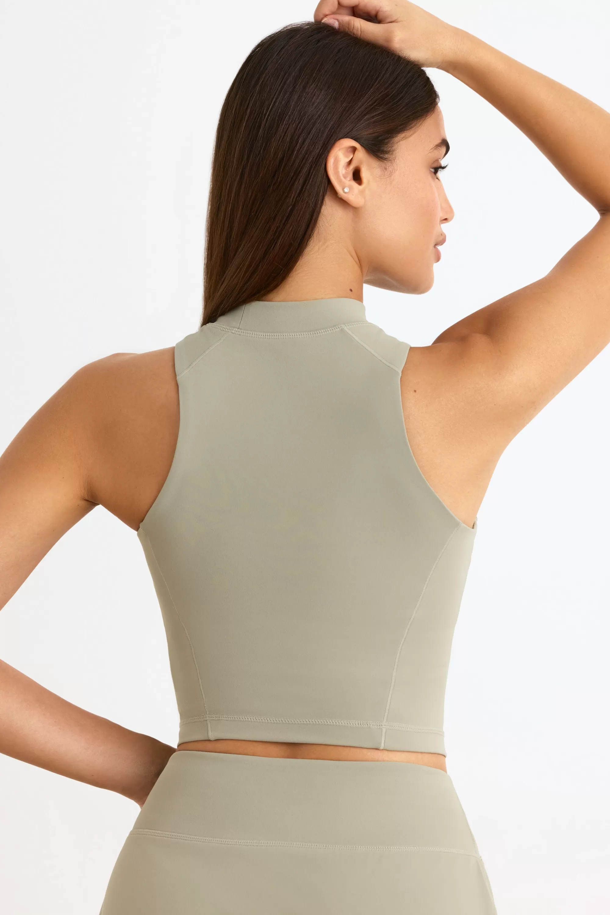 Oh Polly Soft Active High-Neck Tank Top In Mineral Cheap