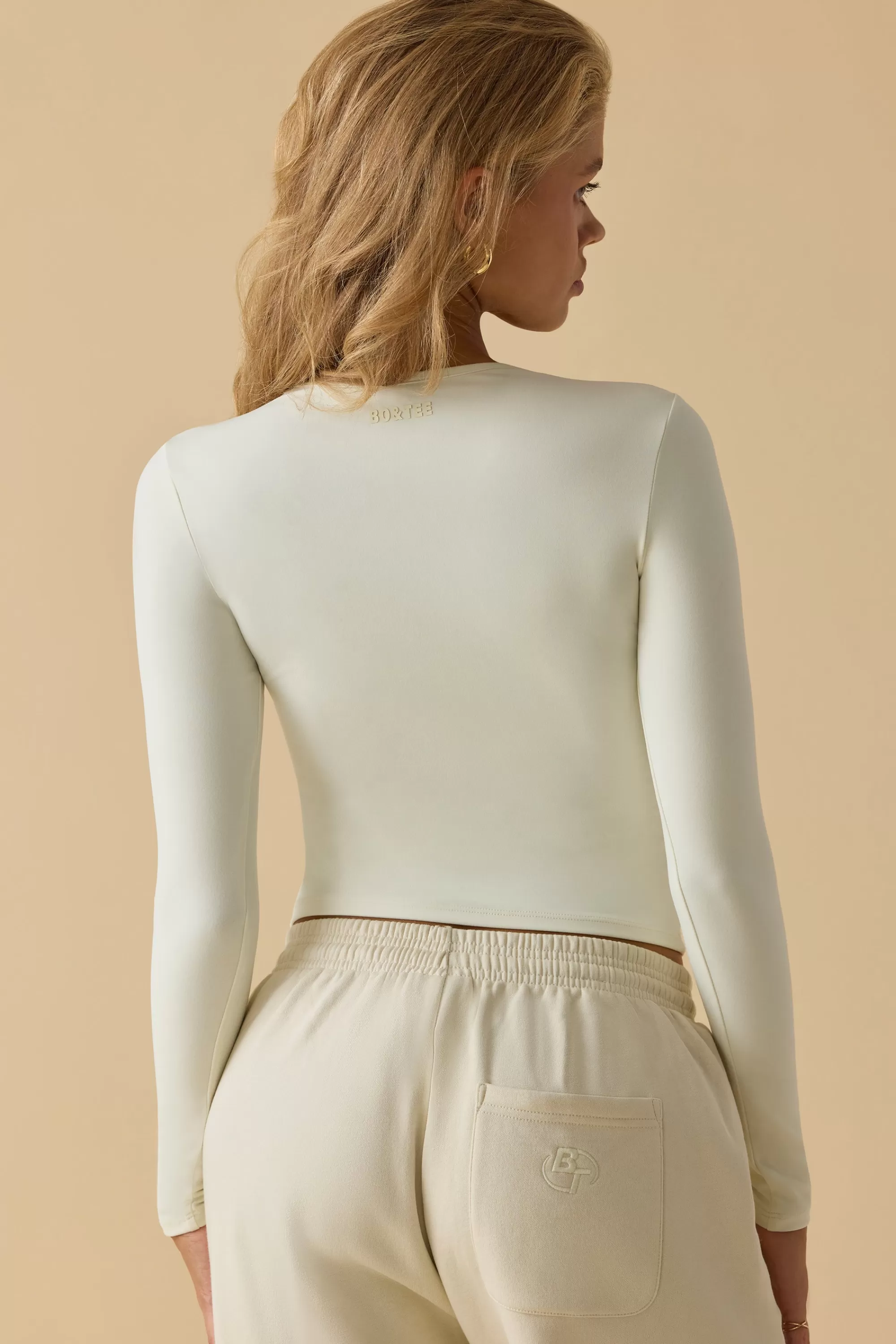 Oh Polly Soft Active Long Sleeve Top In Bone Hot