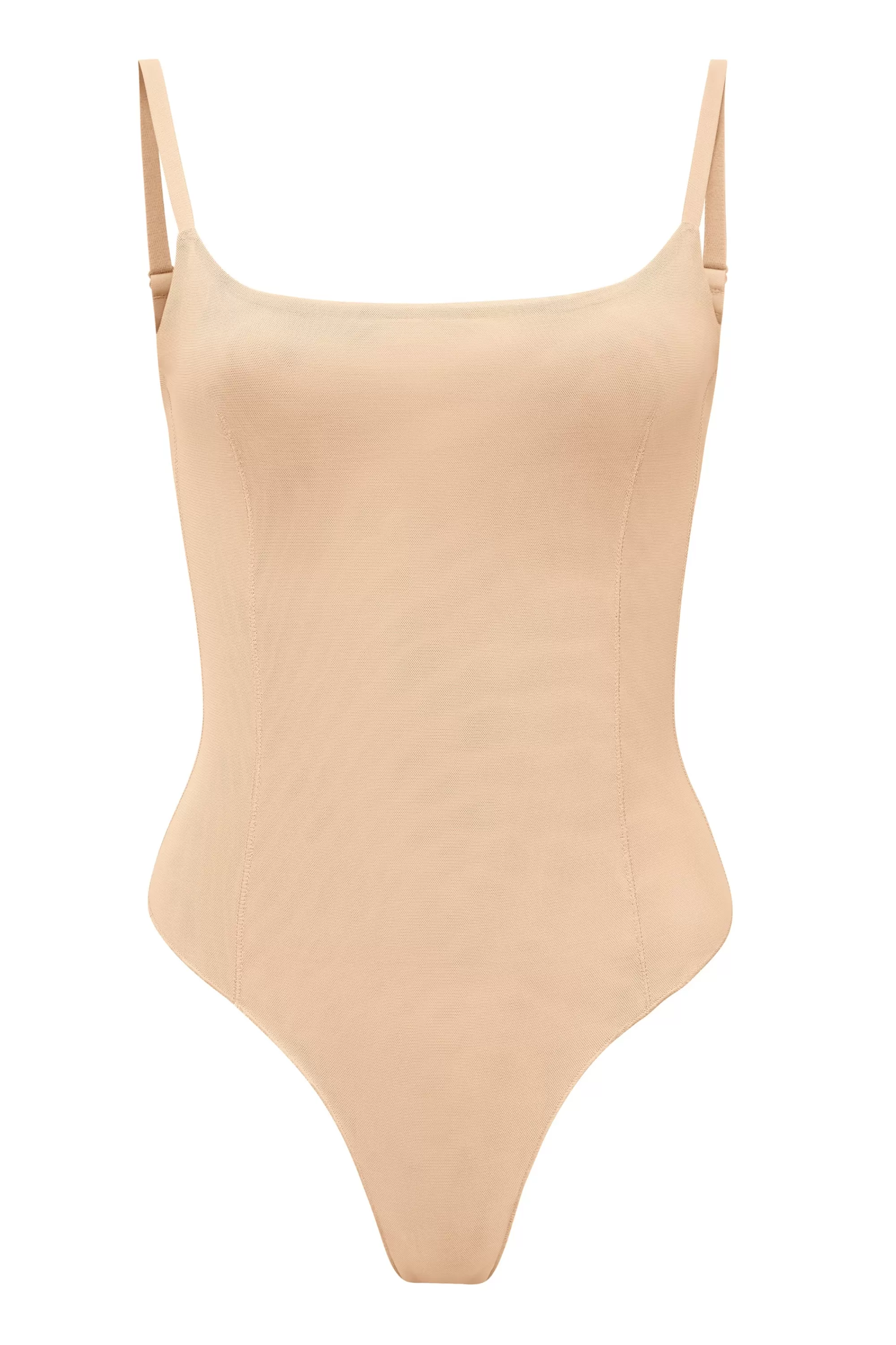 Oh Polly Soft Mesh Bodysuit In Beige Shop