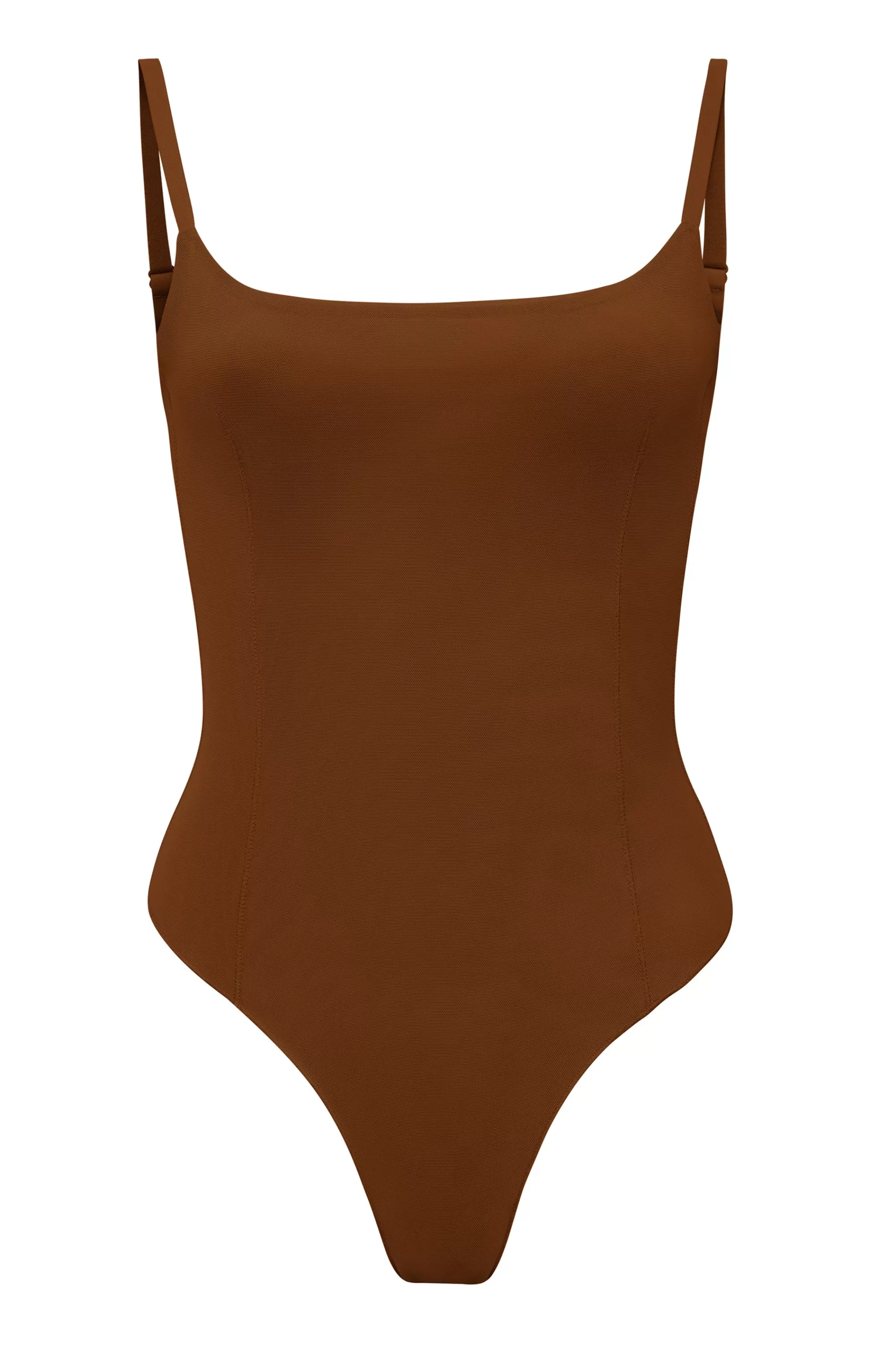 Oh Polly Soft Mesh Bodysuit In Chestnut Sale