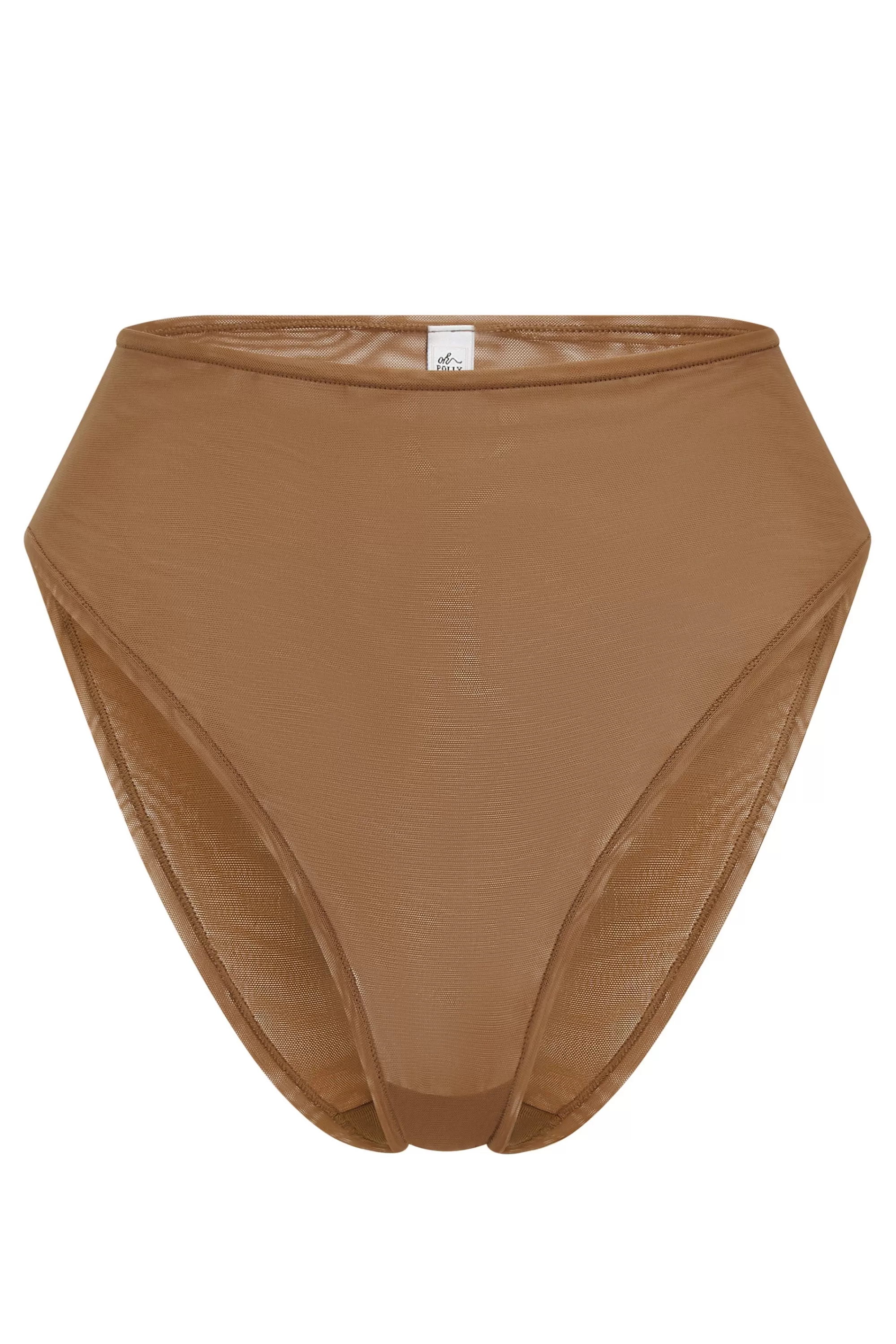 Oh Polly Soft Mesh High Waisted Knicker In Almond Clearance