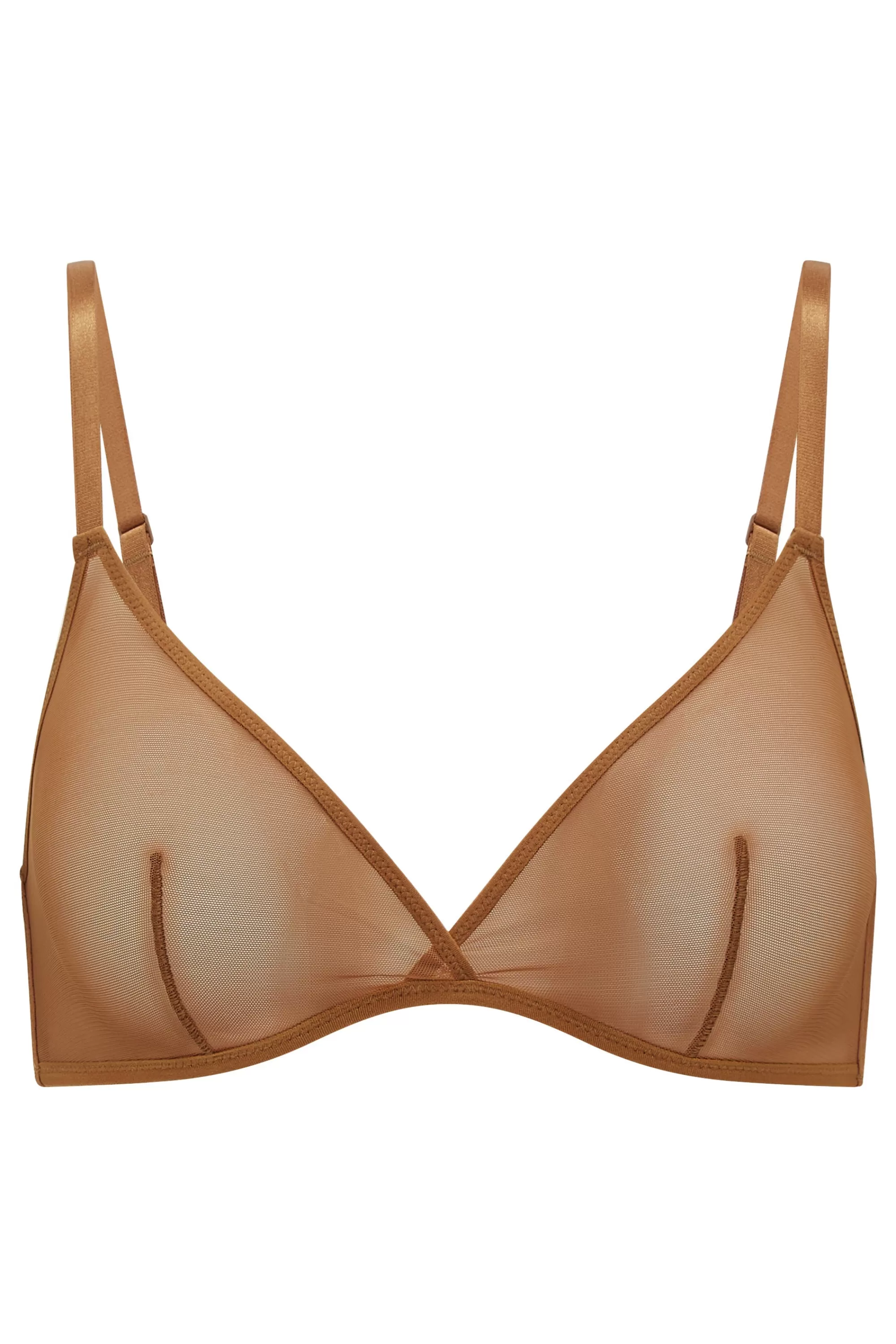 Oh Polly Soft Mesh Single Layer Triangle Bra In Almond Shop