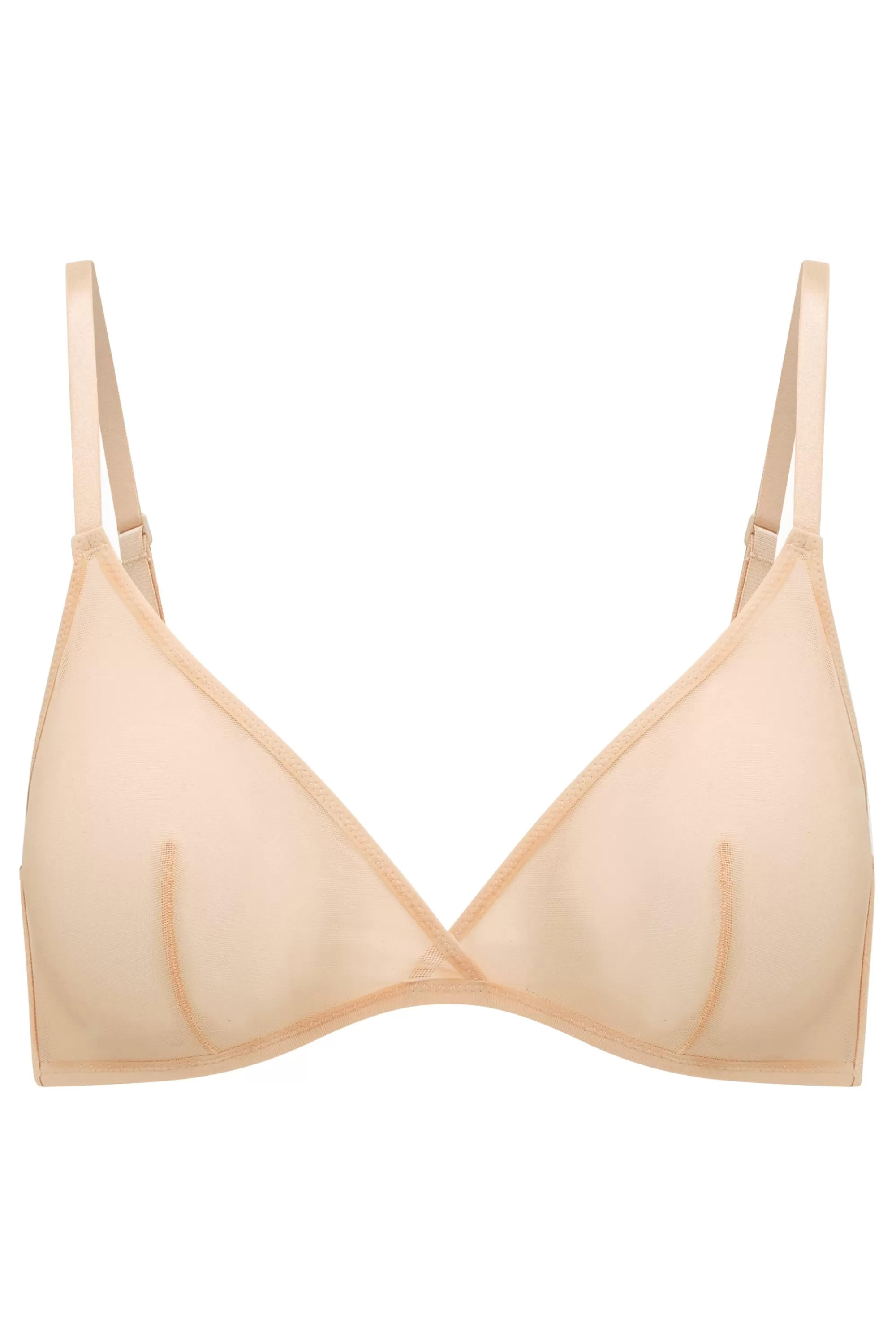 Oh Polly Soft Mesh Single Layer Triangle Bra In Beige Cheap