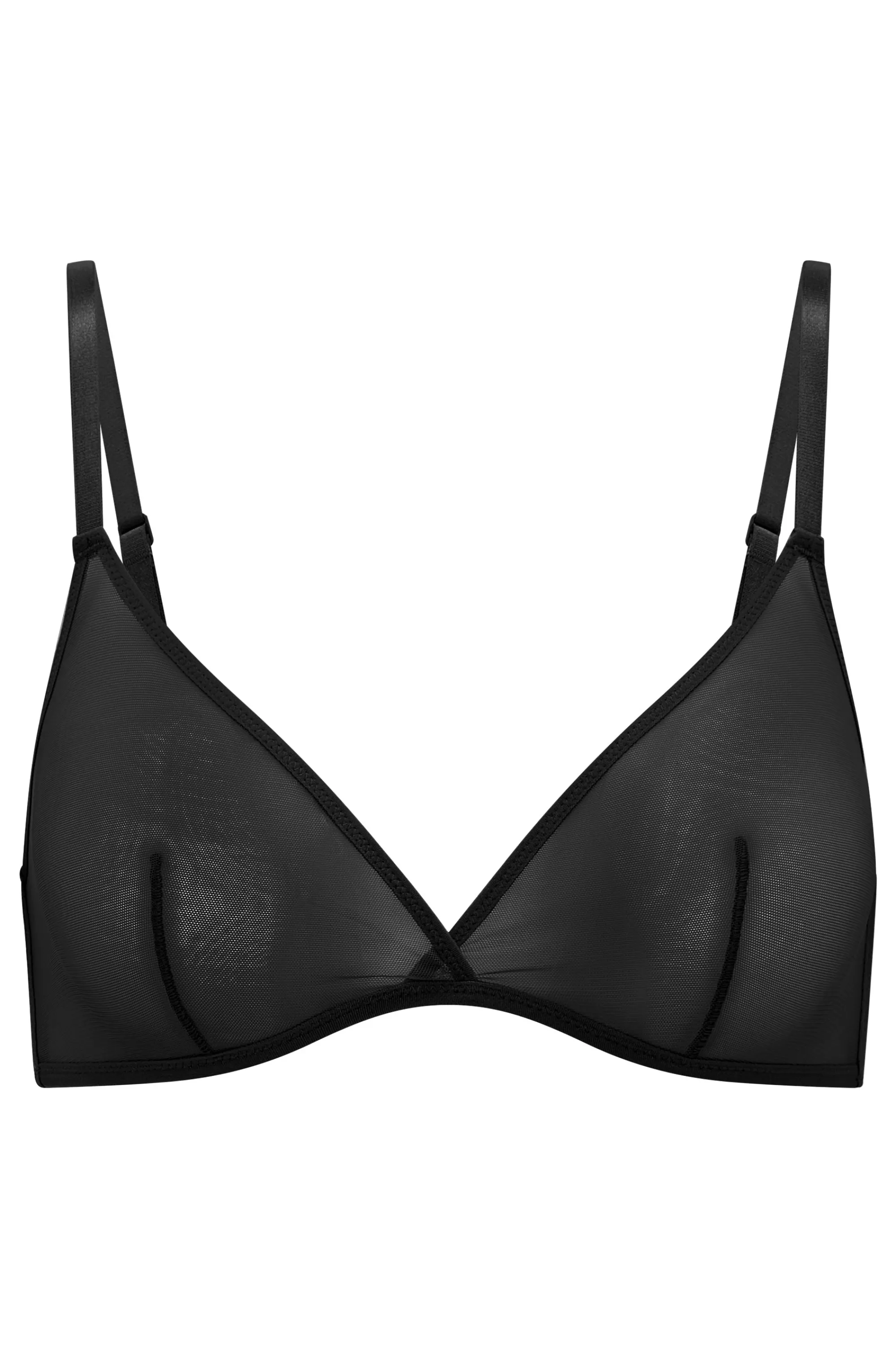 Oh Polly Soft Mesh Single Layer Triangle Bra In Black Cheap