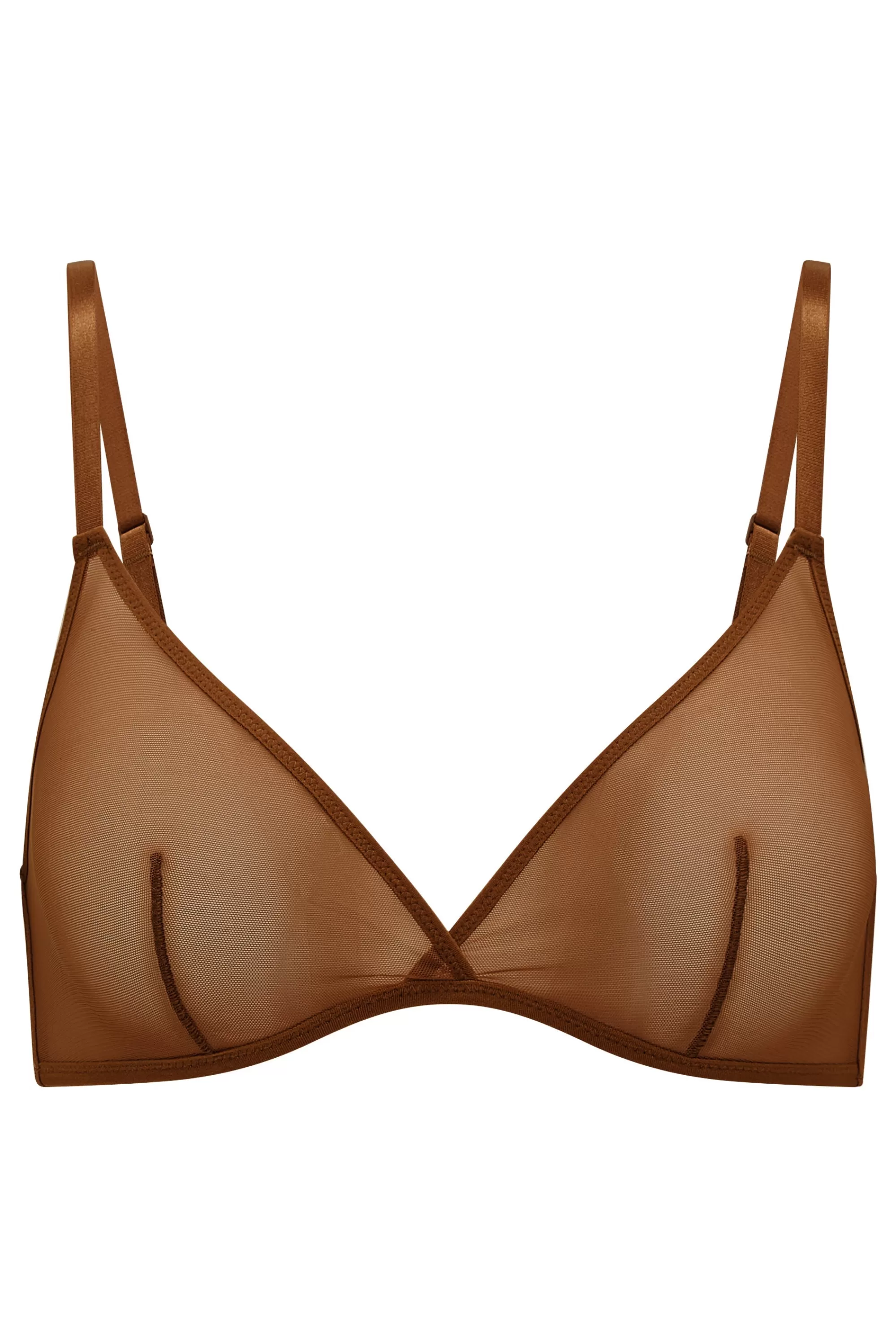 Oh Polly Soft Mesh Single Layer Triangle Bra In Chestnut Best