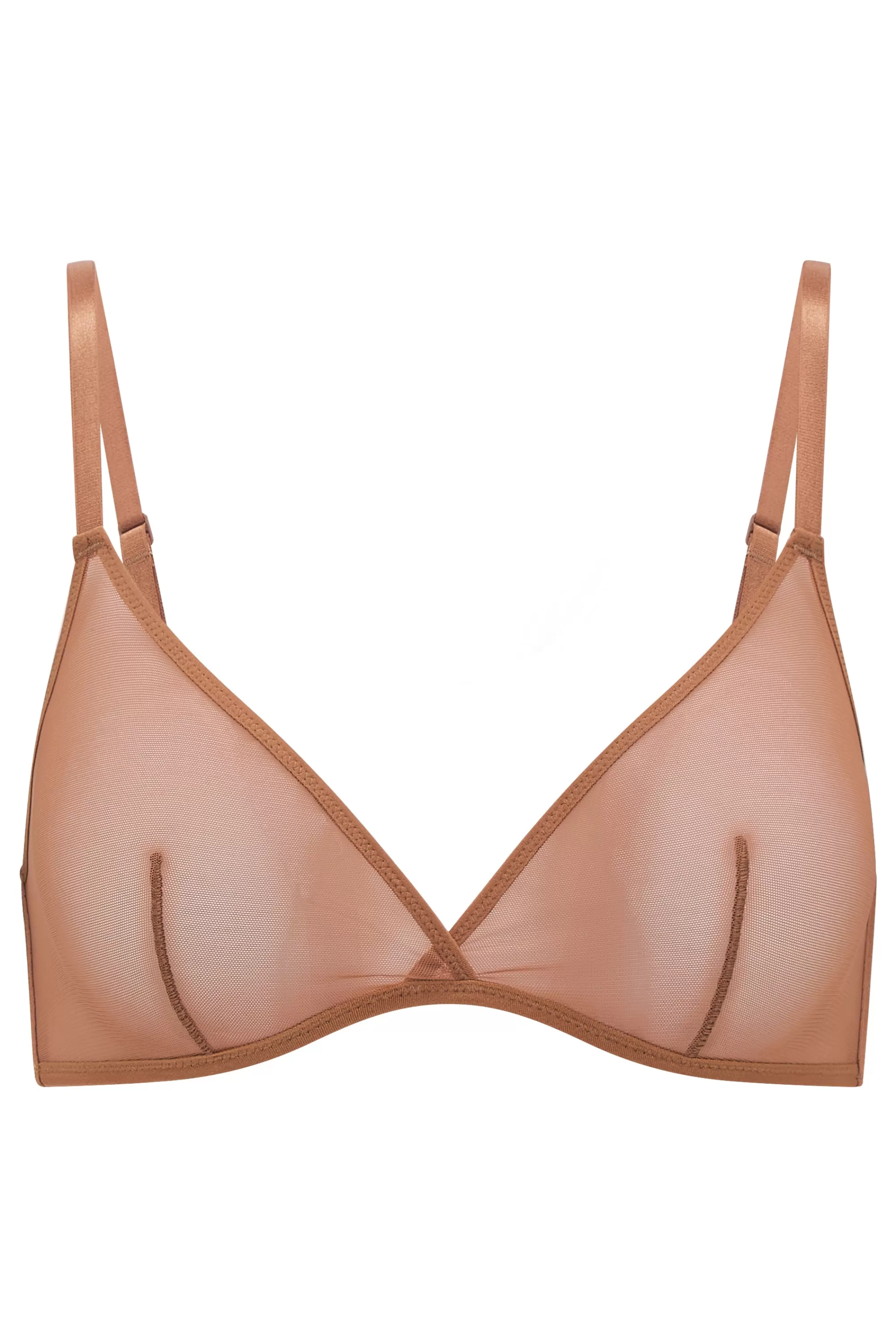 Oh Polly Soft Mesh Single Layer Triangle Bra In Honey Fashion