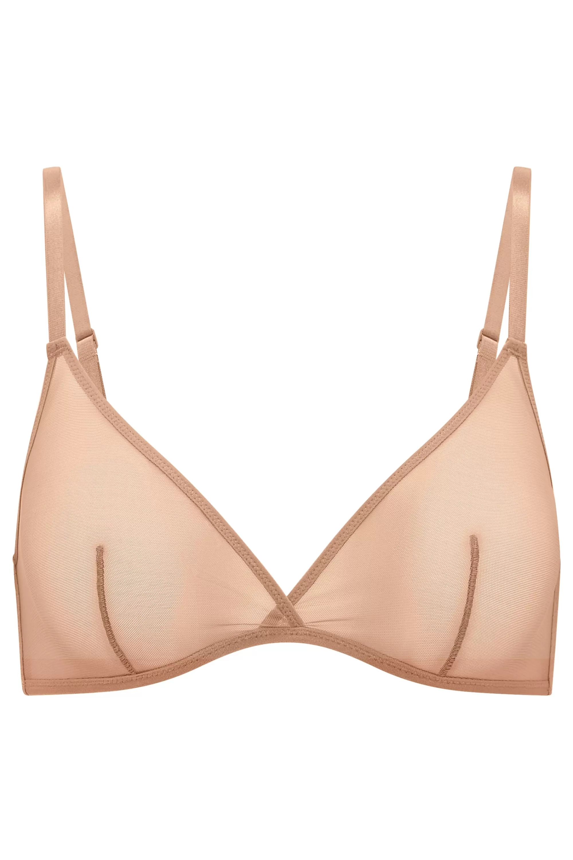 Oh Polly Soft Mesh Single Layer Triangle Bra In Warm Peach Outlet