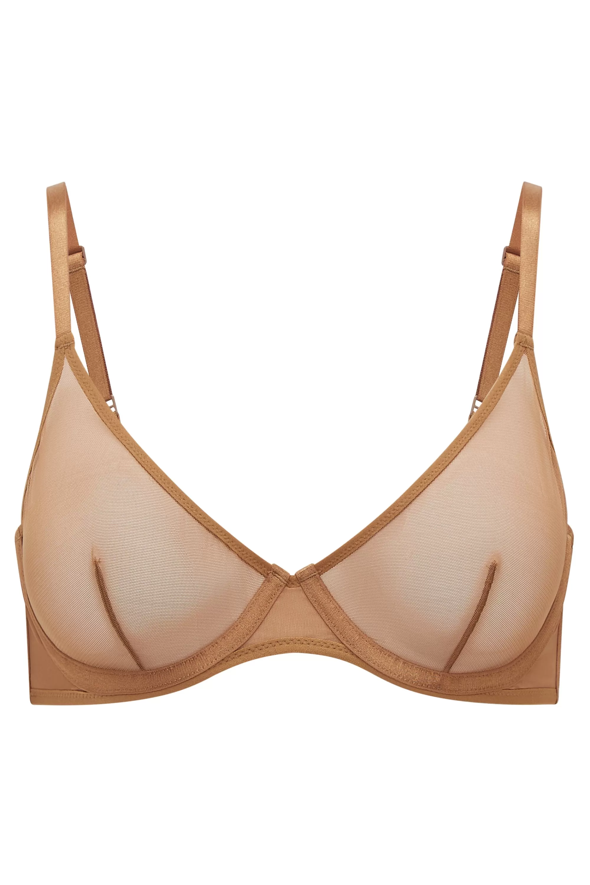 Oh Polly Soft Mesh Single Layer Underwired Bra In Almond Best