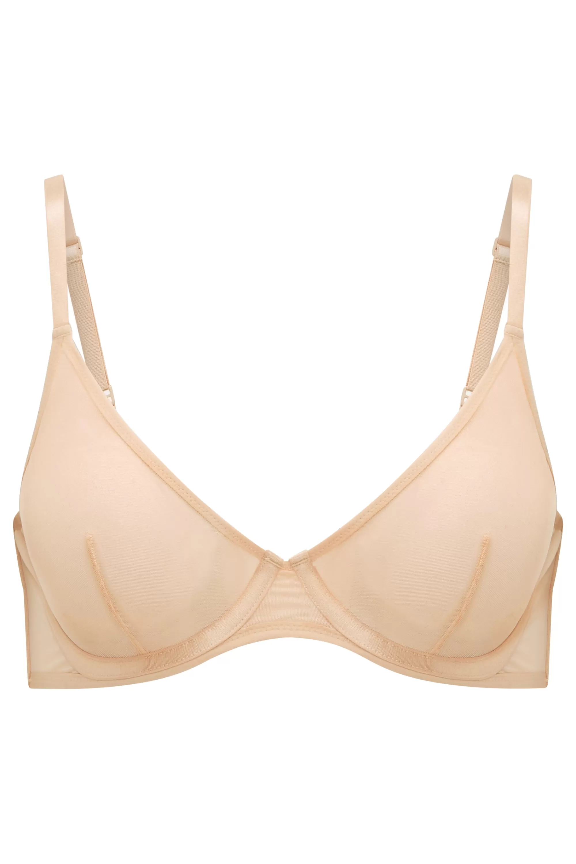 Oh Polly Soft Mesh Single Layer Underwired Bra In Beige Hot