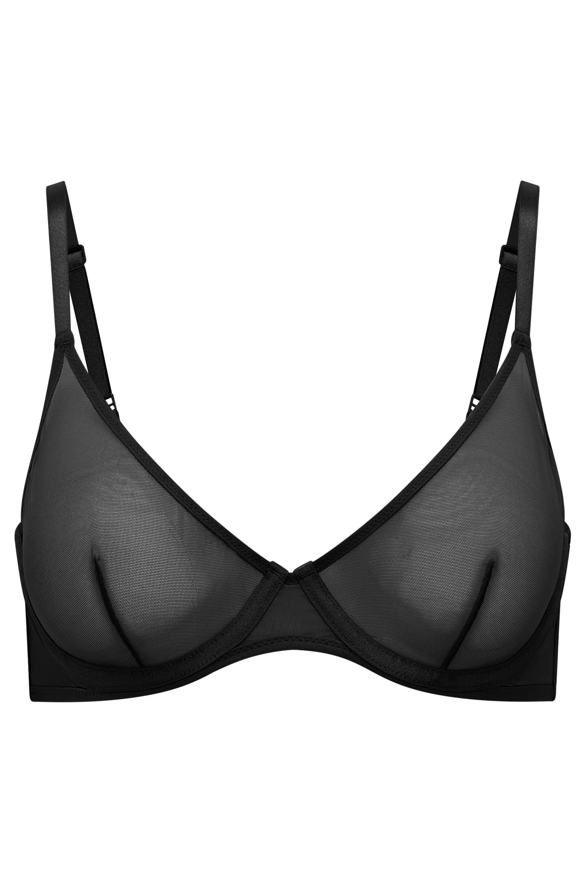 Oh Polly Soft Mesh Single Layer Underwired Bra In Black Clearance