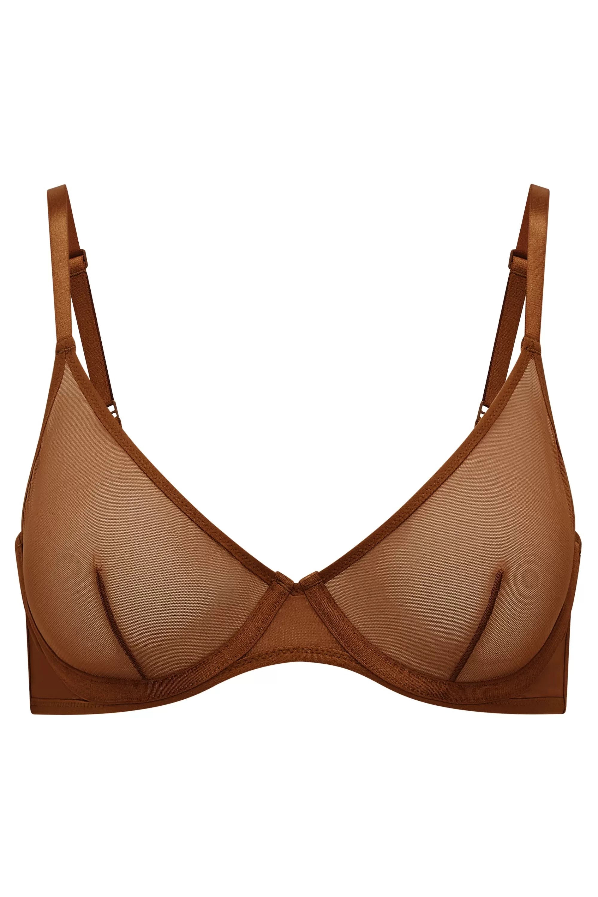 Oh Polly Soft Mesh Single Layer Underwired Bra In Chestnut Sale