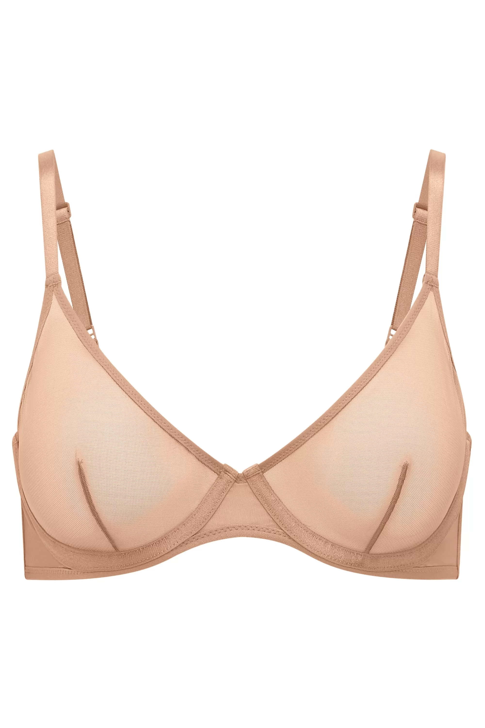 Oh Polly Soft Mesh Single Layer Underwired Bra In Warm Peach Best Sale