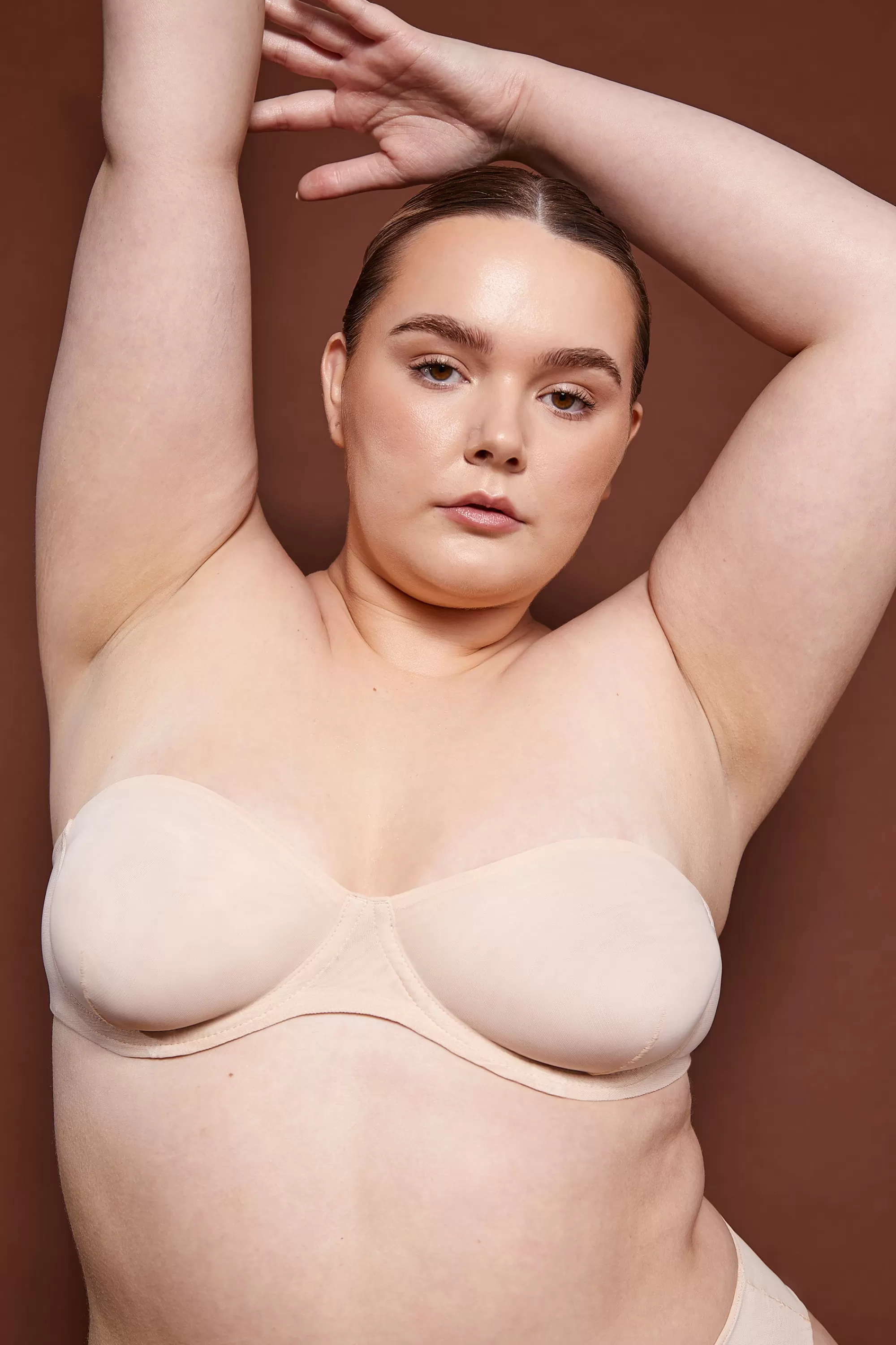 Oh Polly Soft Mesh Strapless Bra In Beige Fashion