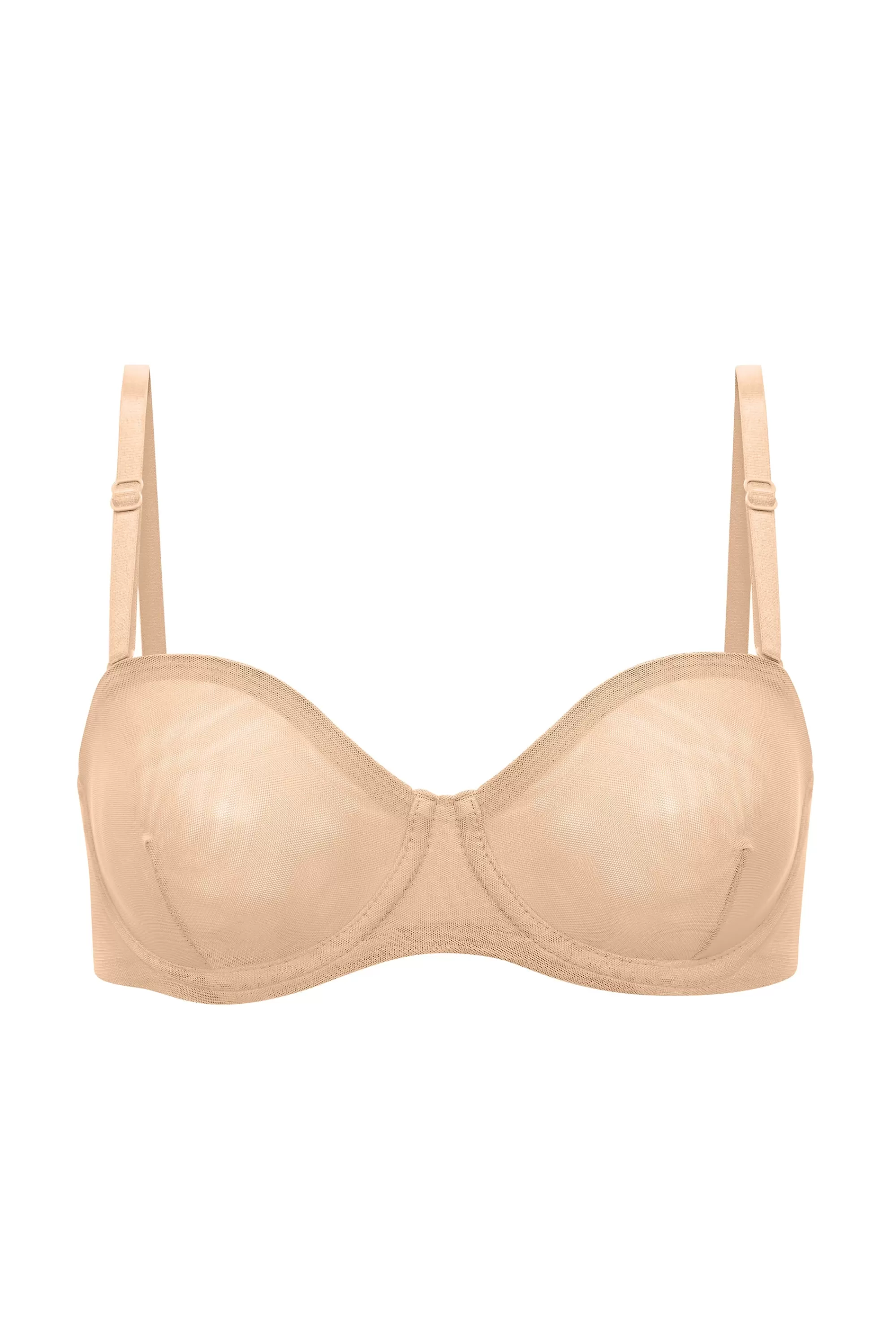 Oh Polly Soft Mesh Strapless Bra In Beige Fashion