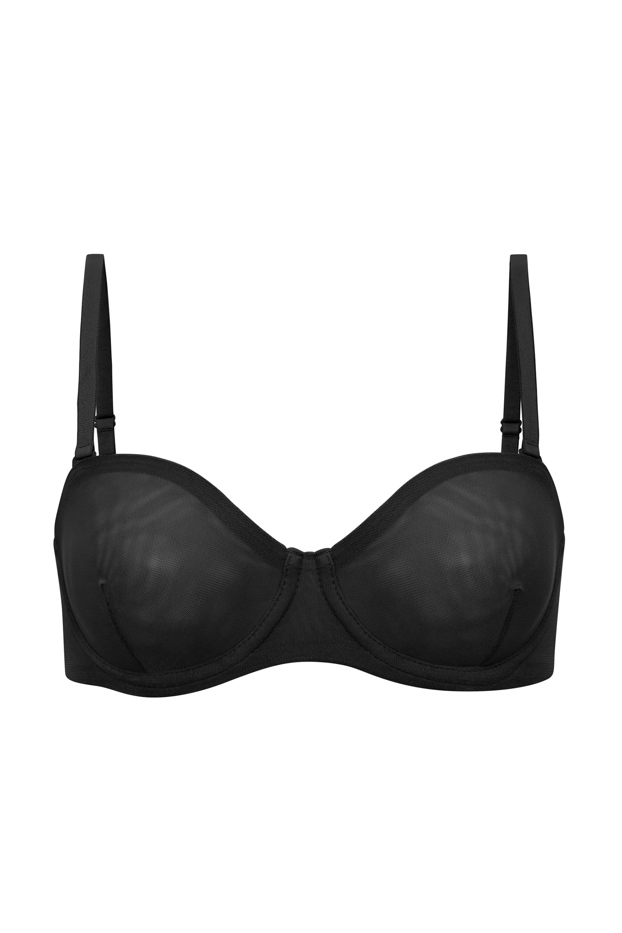 Oh Polly Soft Mesh Strapless Bra In Black Cheap