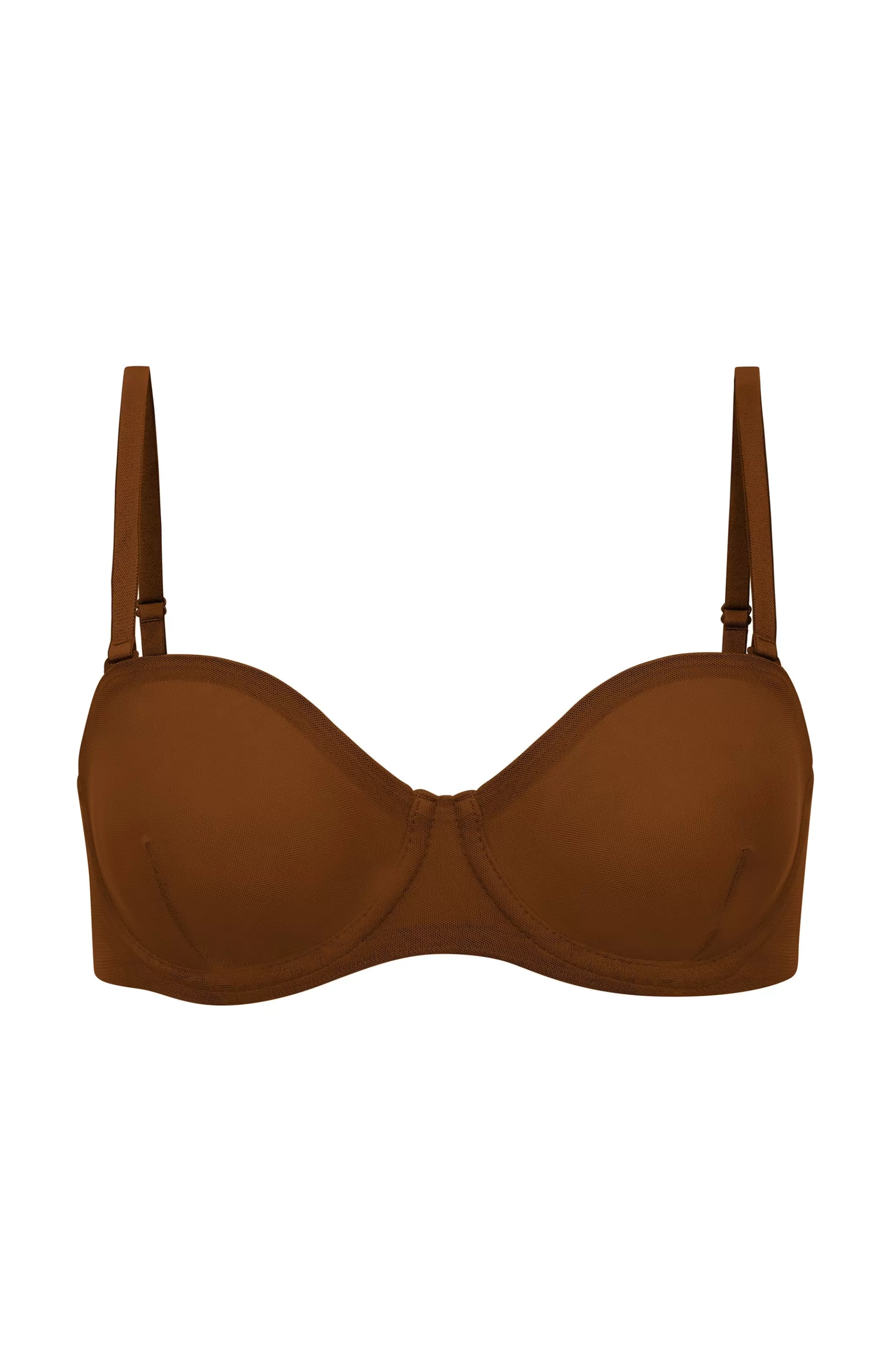 Oh Polly Soft Mesh Strapless Bra In Chestnut New