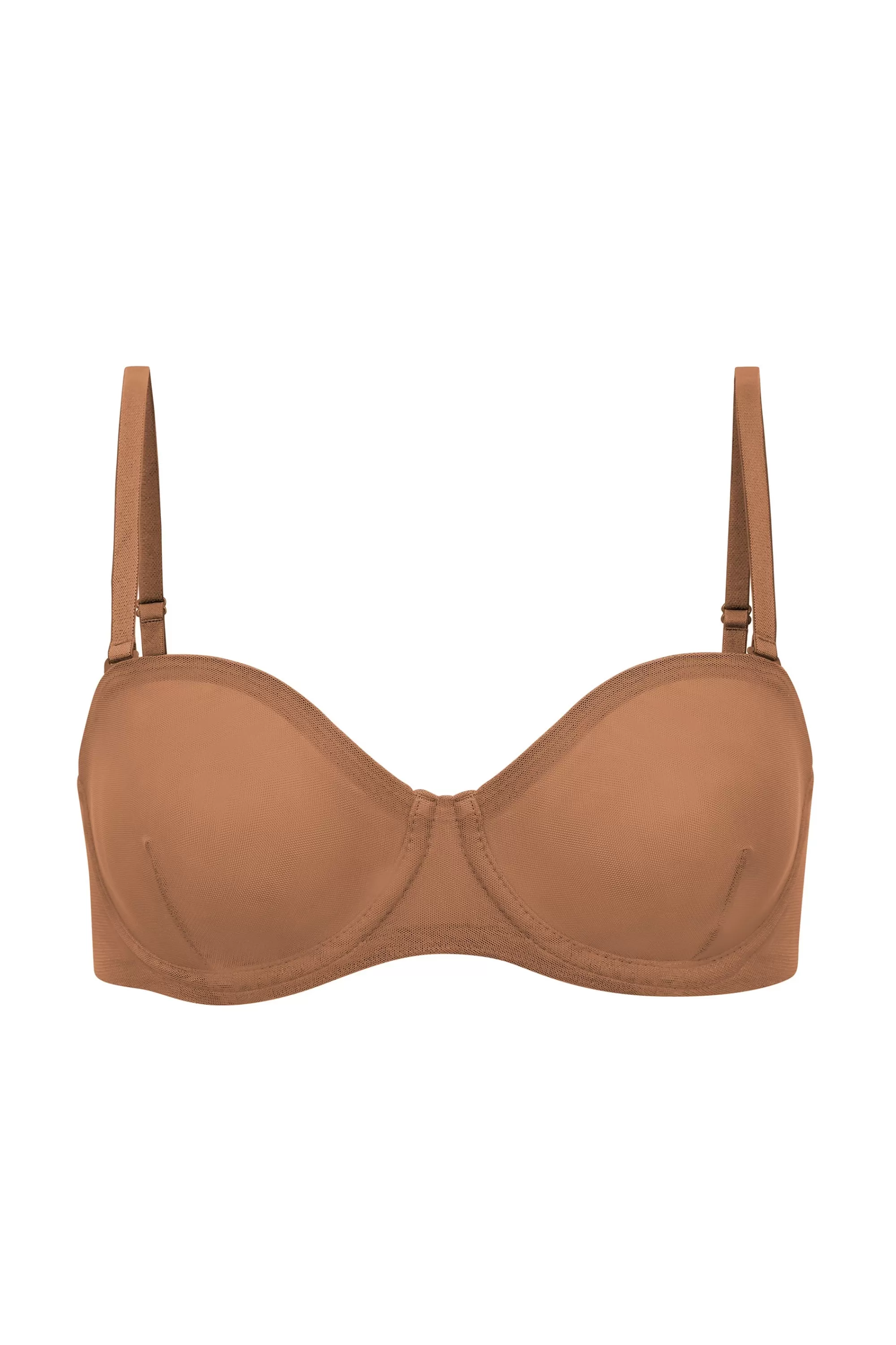 Oh Polly Soft Mesh Strapless Bra In Honey Best