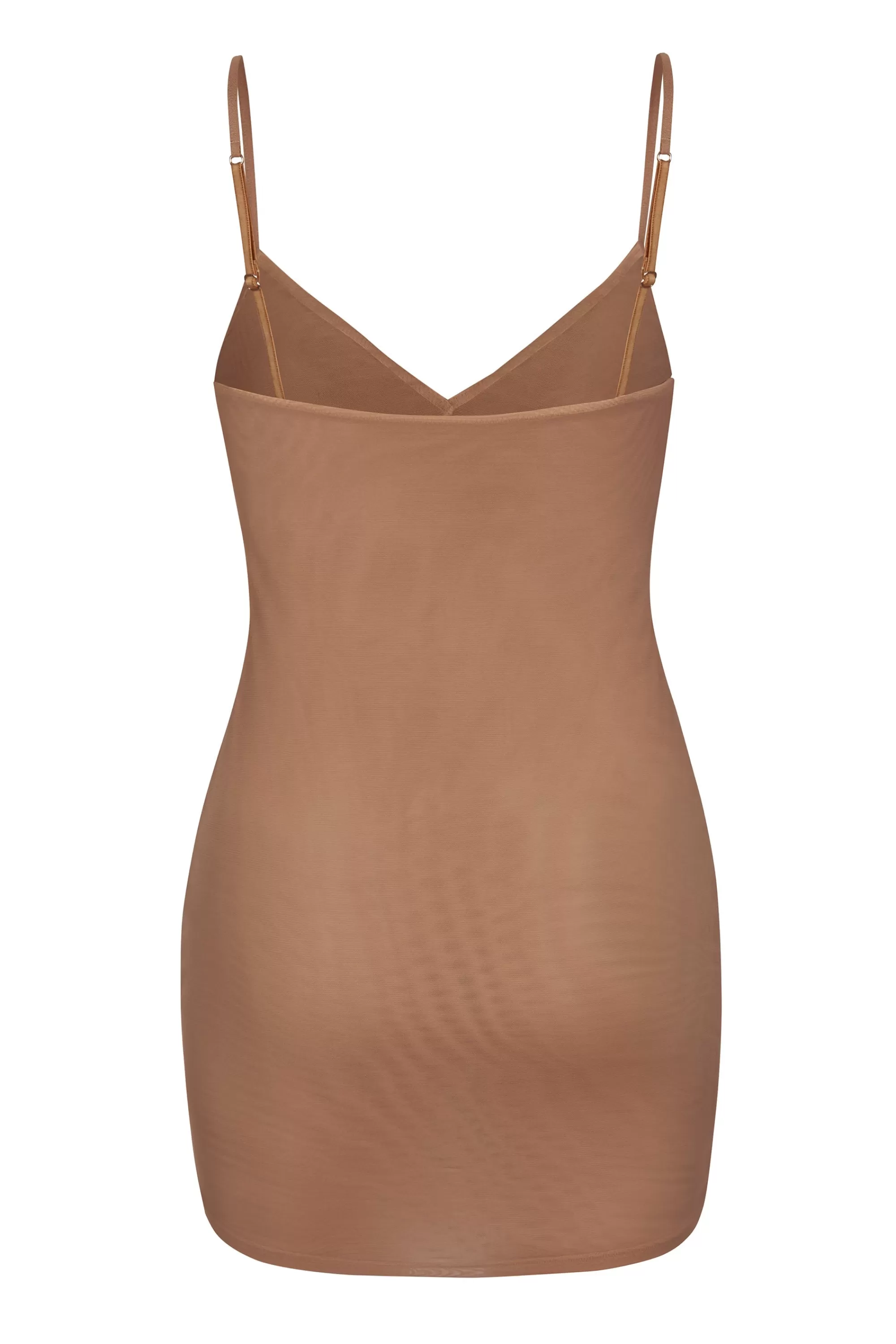 Oh Polly Soft Mesh V-Neck Mini Slip Dress In Honey Store