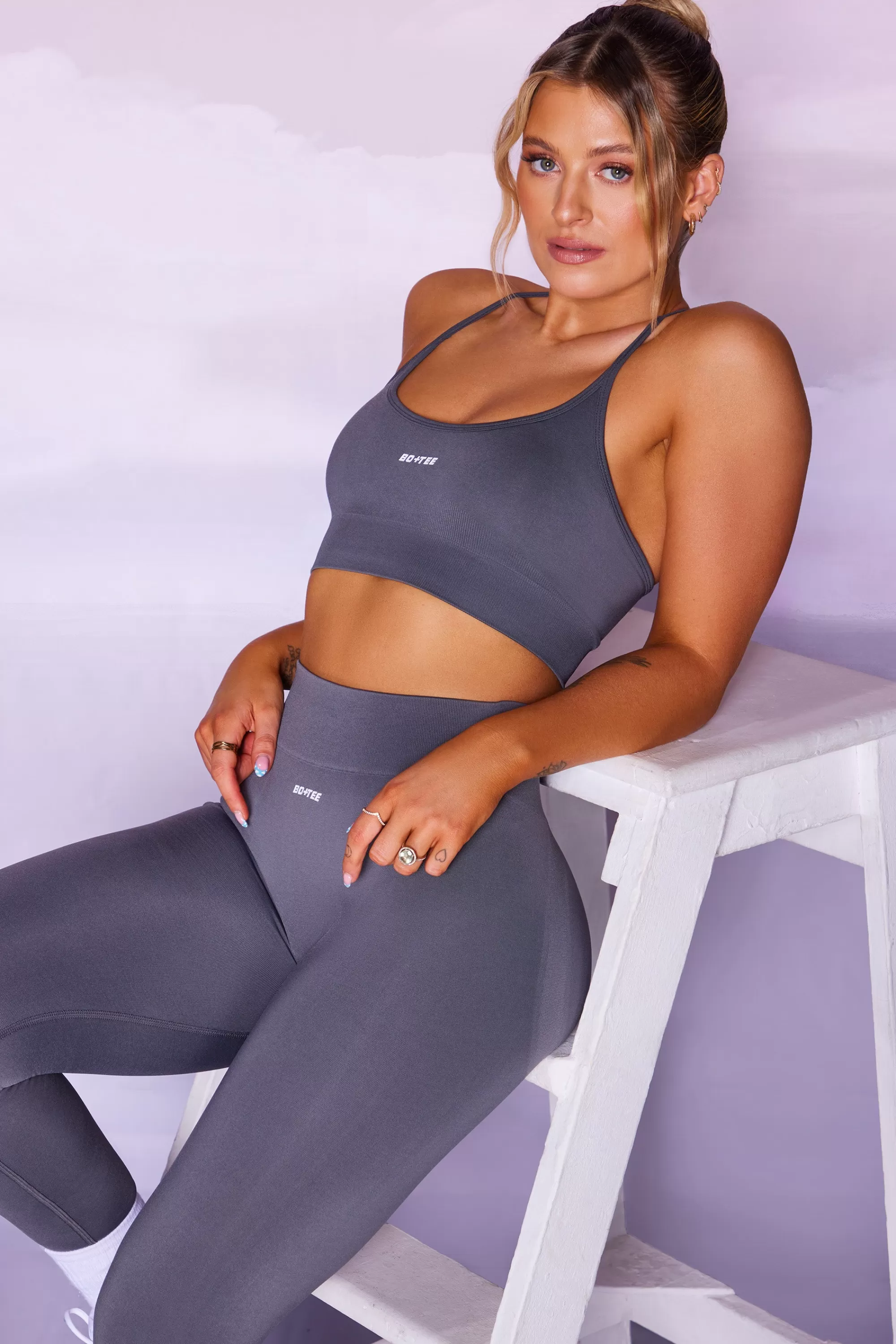 Oh Polly Sports Bra In Grey Flash Sale