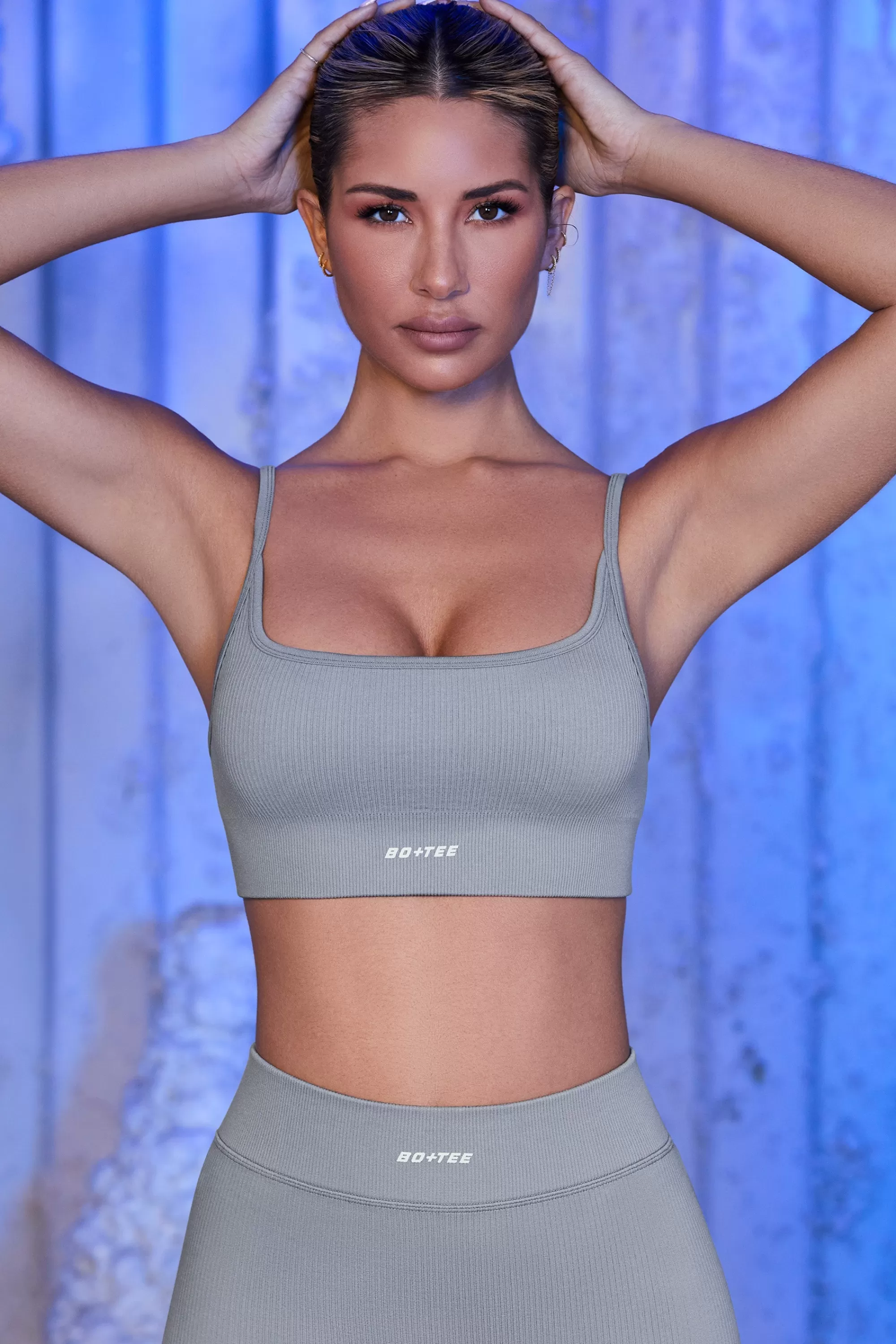 Oh Polly Strappy Sports Bra In Grey Cheap