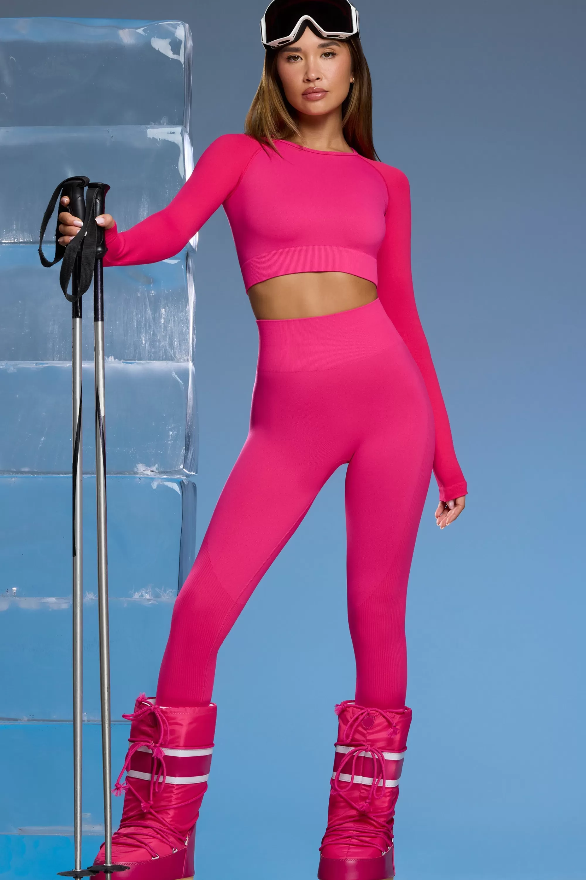 Oh Polly Super Sculpt Base Layer Leggings In Fuchsia Pink Shop