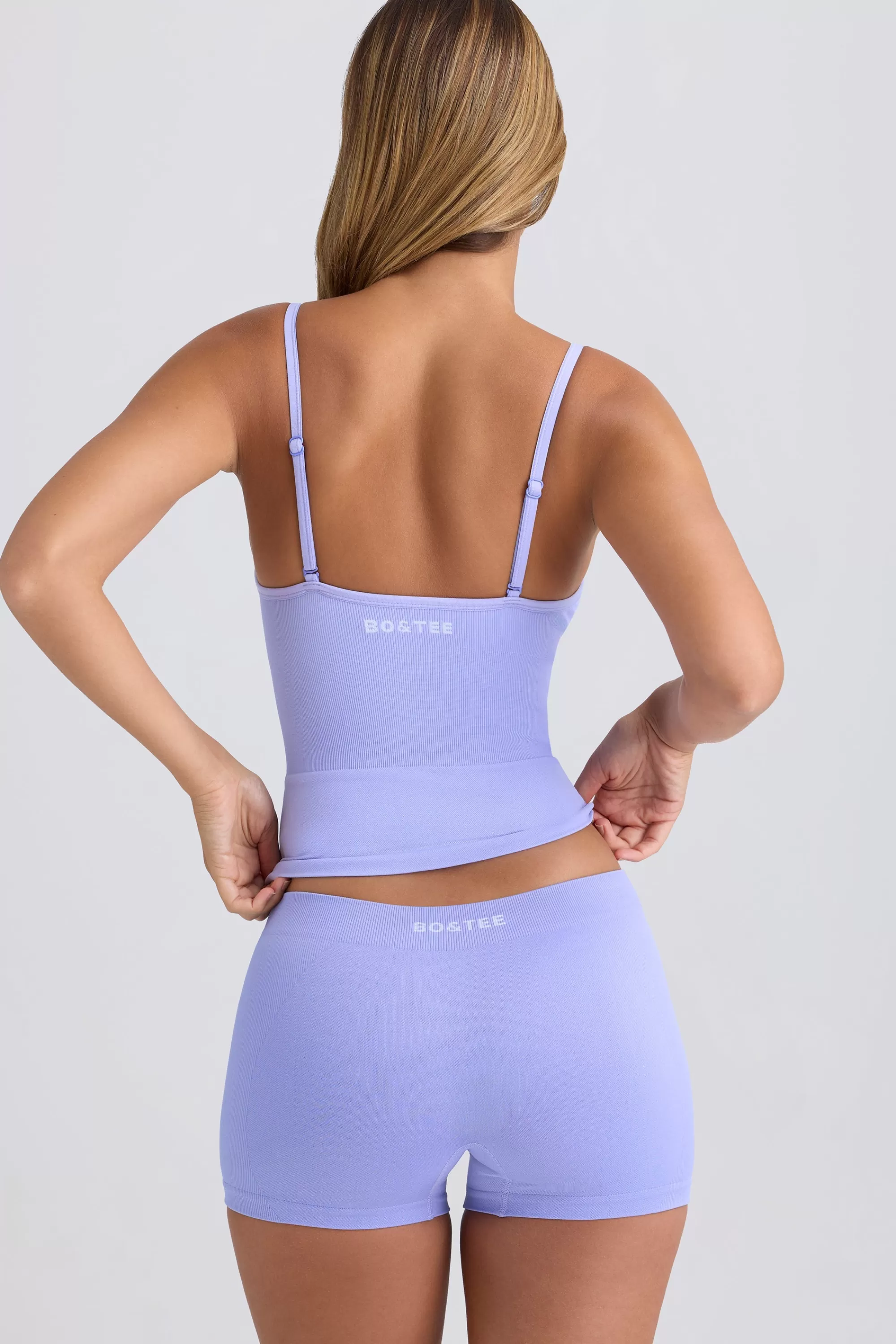 Oh Polly Super Sculpt Seamless Mid-Rise Mini Shorts In Periwinkle Cheap