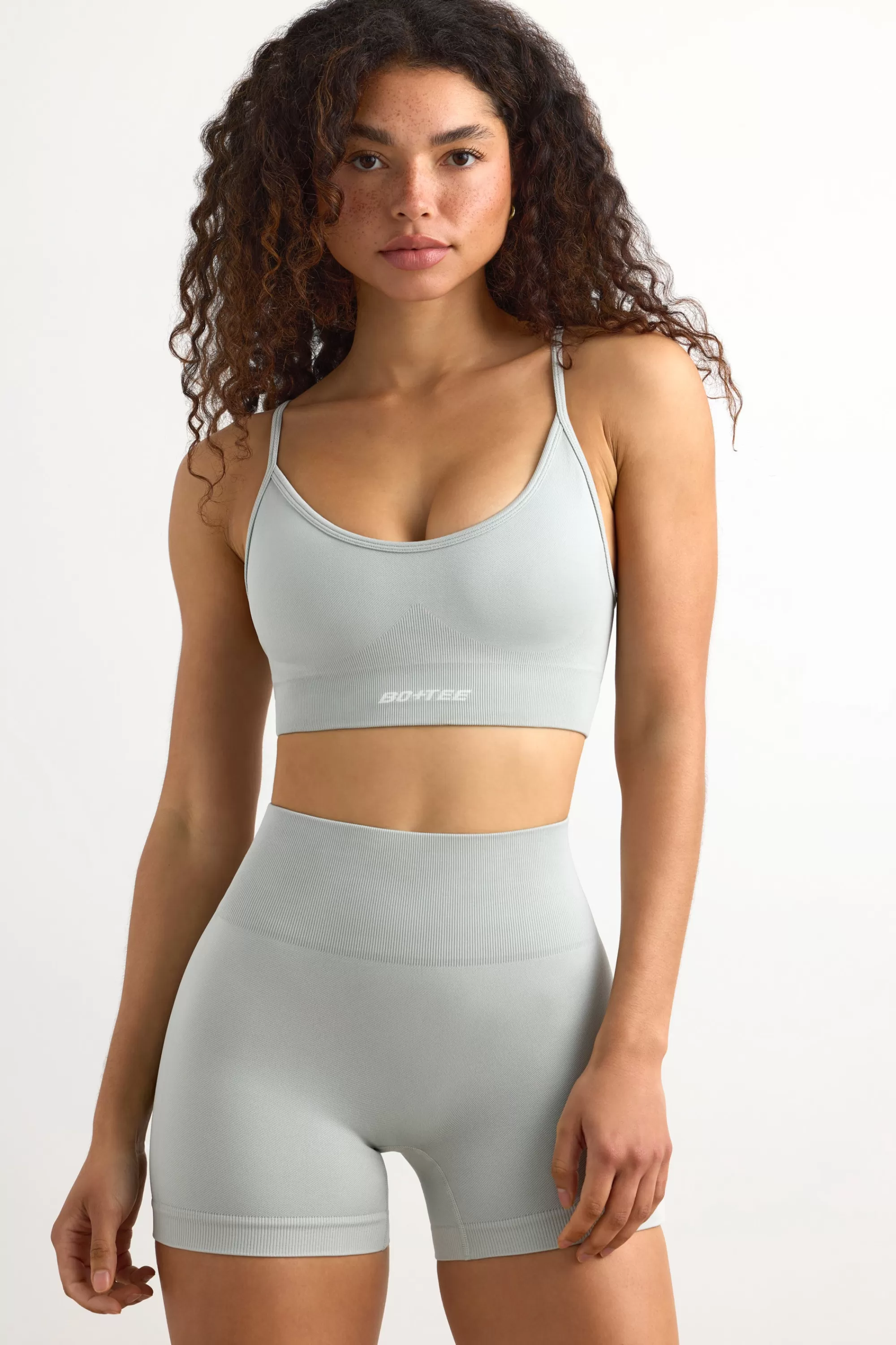 Oh Polly Super Sculpt Seamless Mini Shorts In Fog Ice Grey Shop