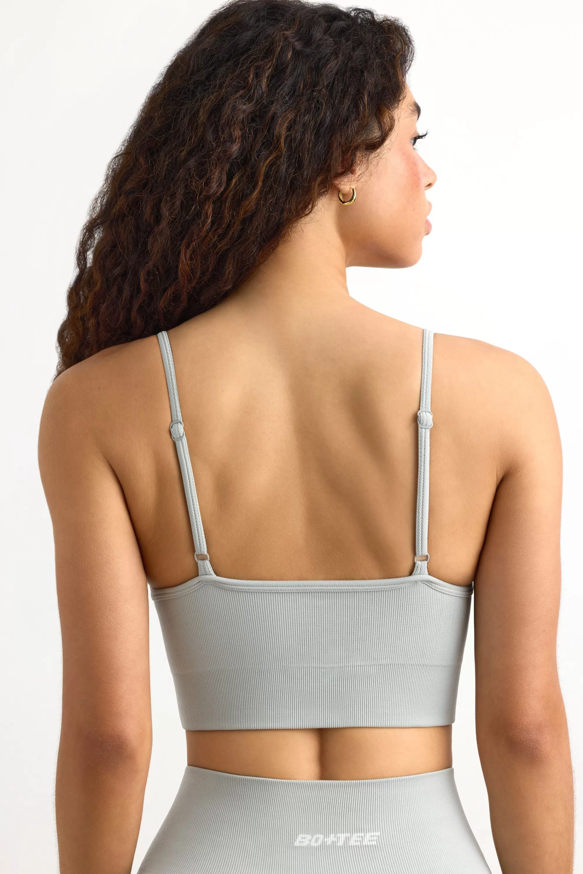 Oh Polly Super Sculpt Seamless Scoop-Neck Sports Bra In Fog Ice Grey Cheap