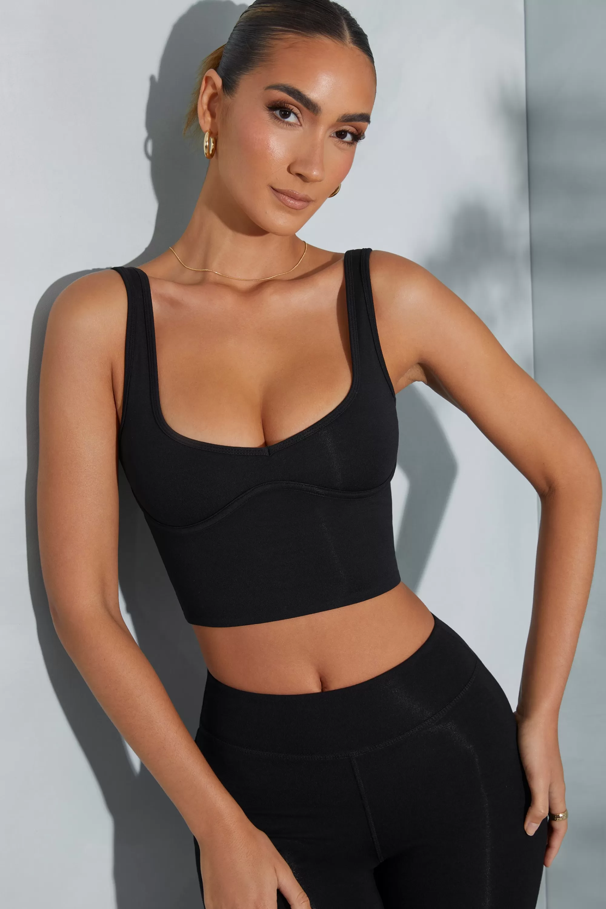 Oh Polly Sweetheart Neckline Crop Top In Black Best