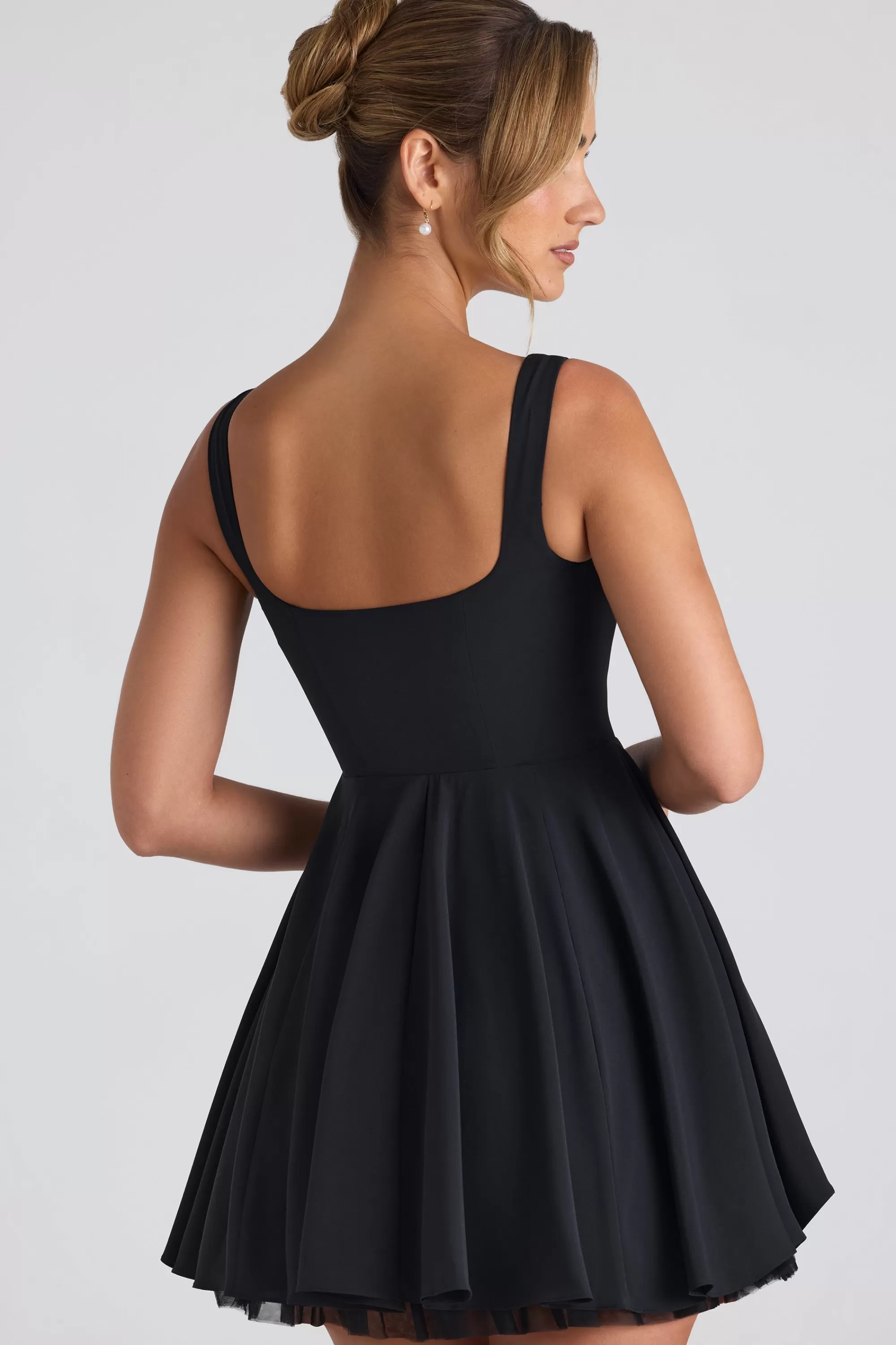 Oh Polly Tie-Detail A-Line Micro Mini Dress In Black Clearance