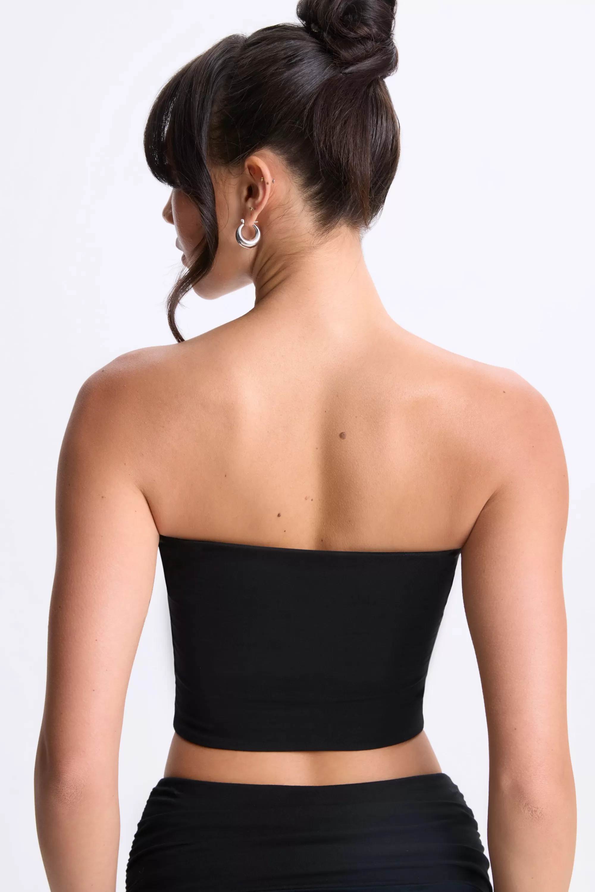 Oh Polly Twist-Front Bandeau Top In Black Fashion