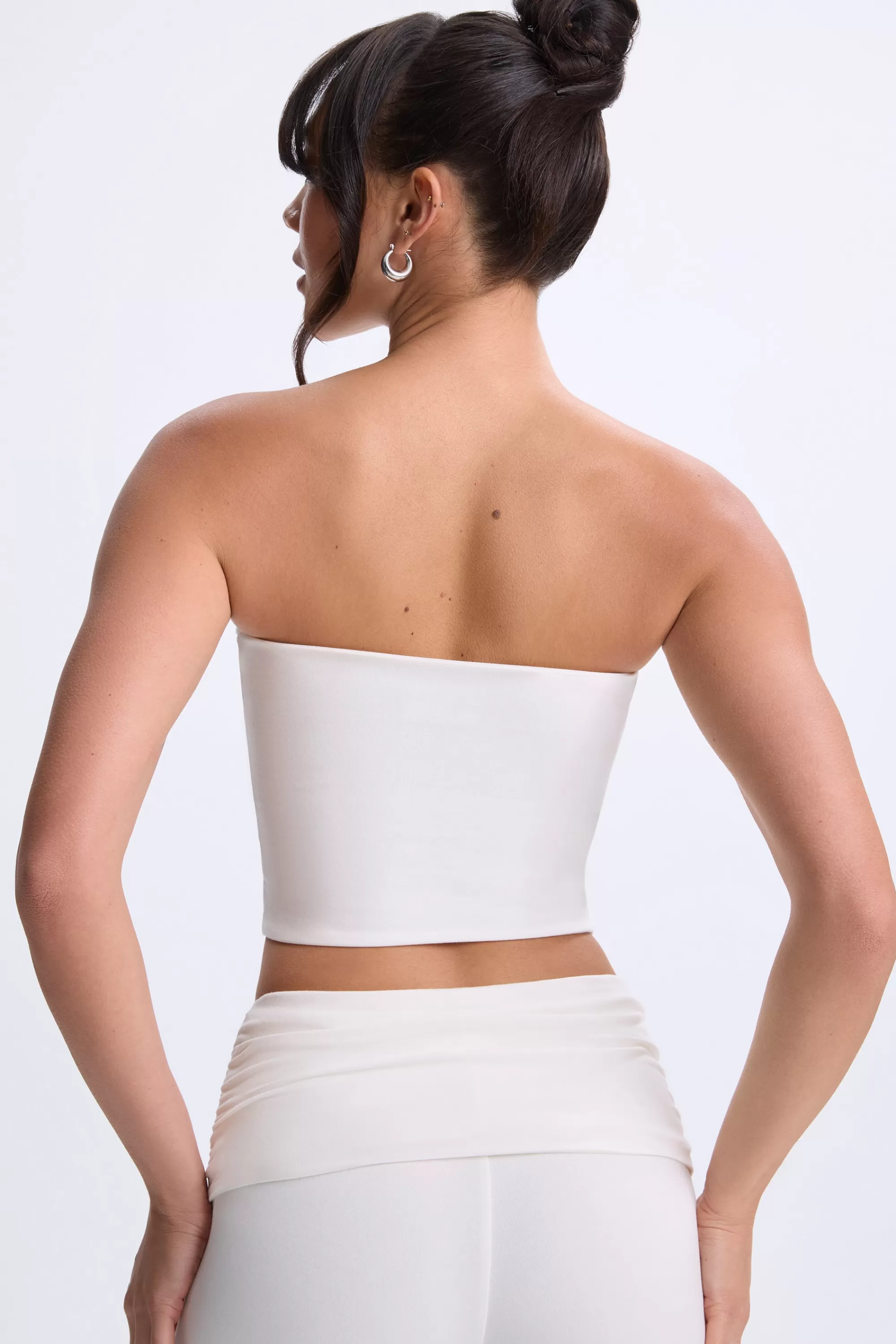 Oh Polly Twist-Front Bandeau Top In White New