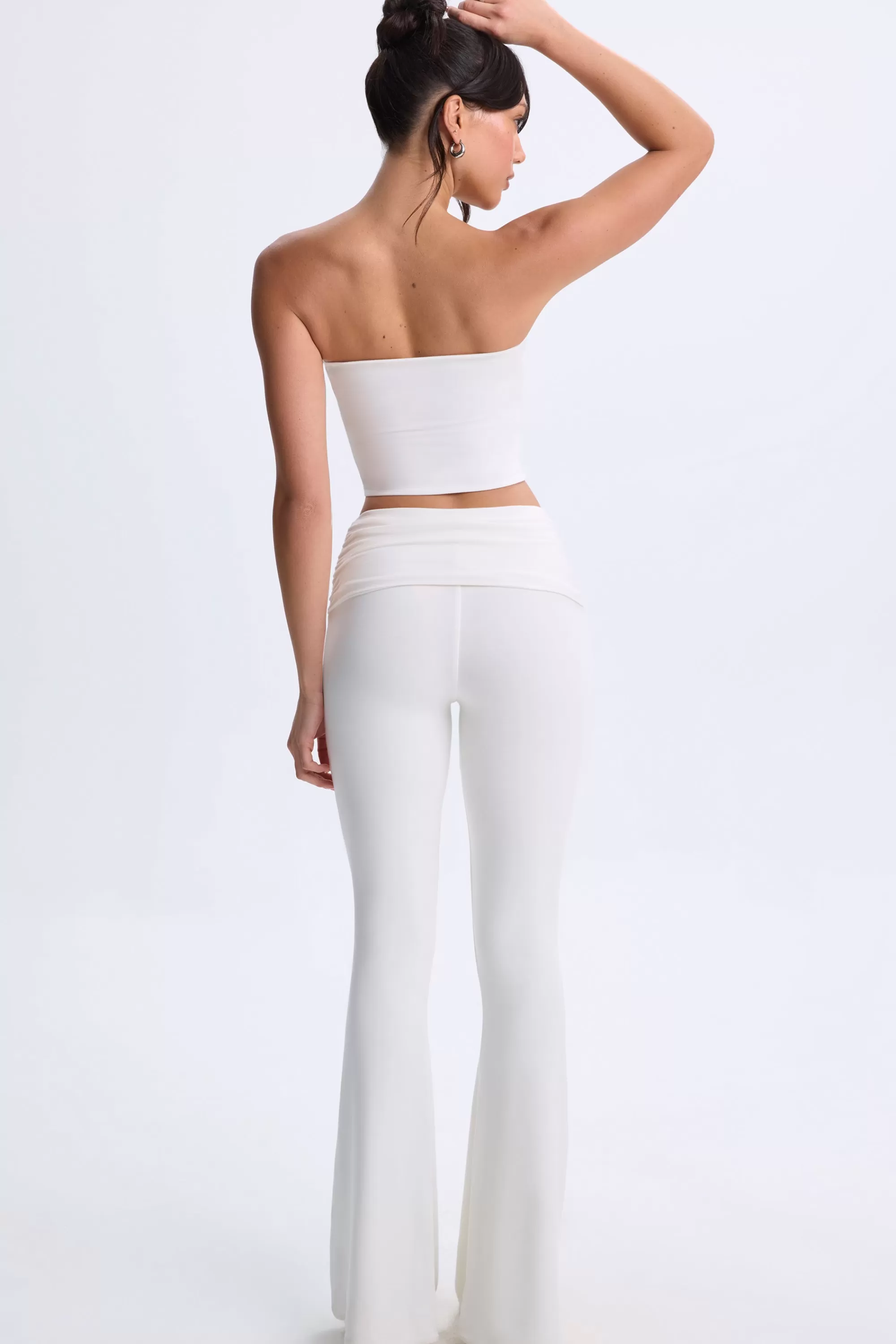 Oh Polly Twist-Front Flared Trousers In White Best Sale