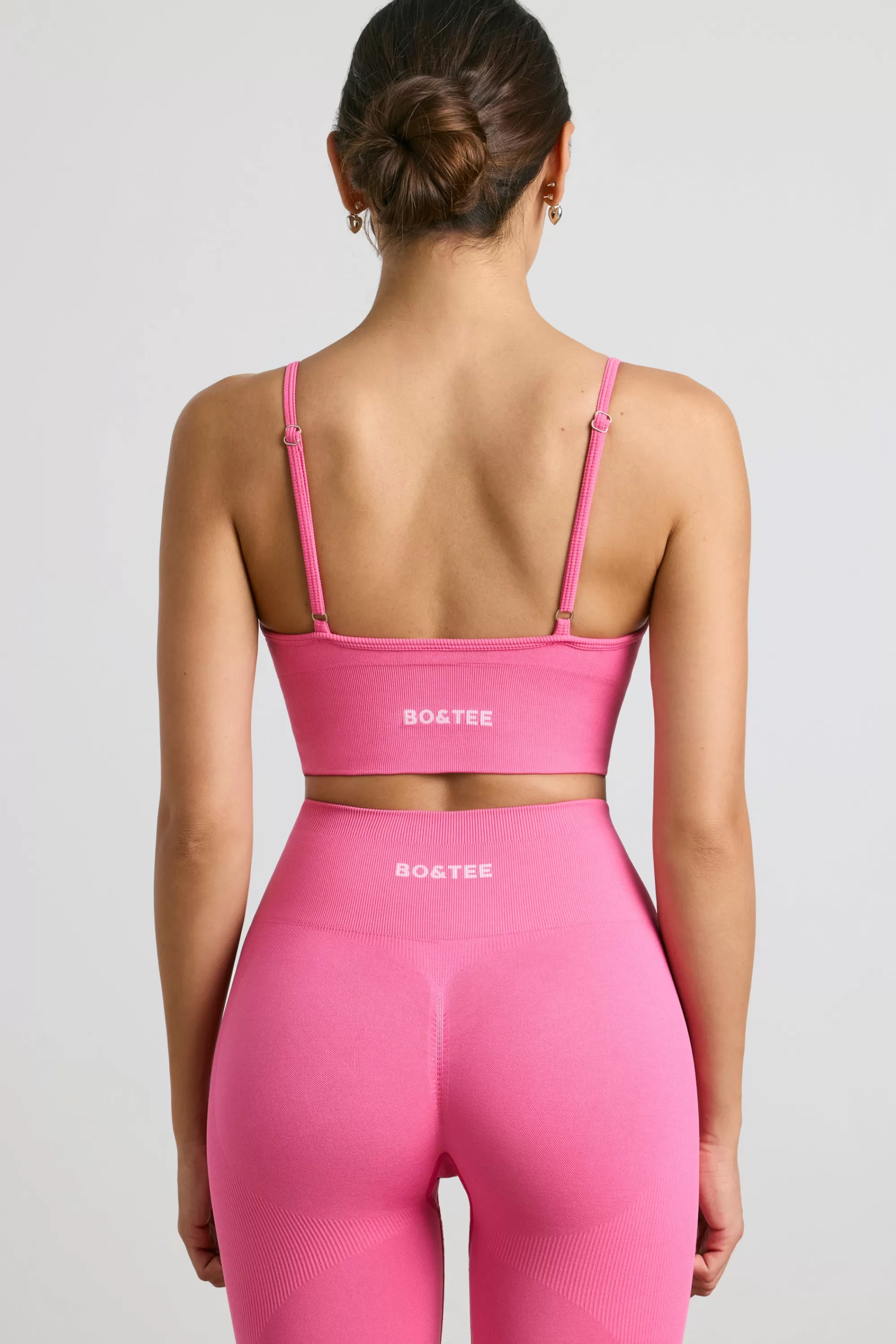 Oh Polly V-Neck Define Luxe Sports Bra In Hot Pink Fashion