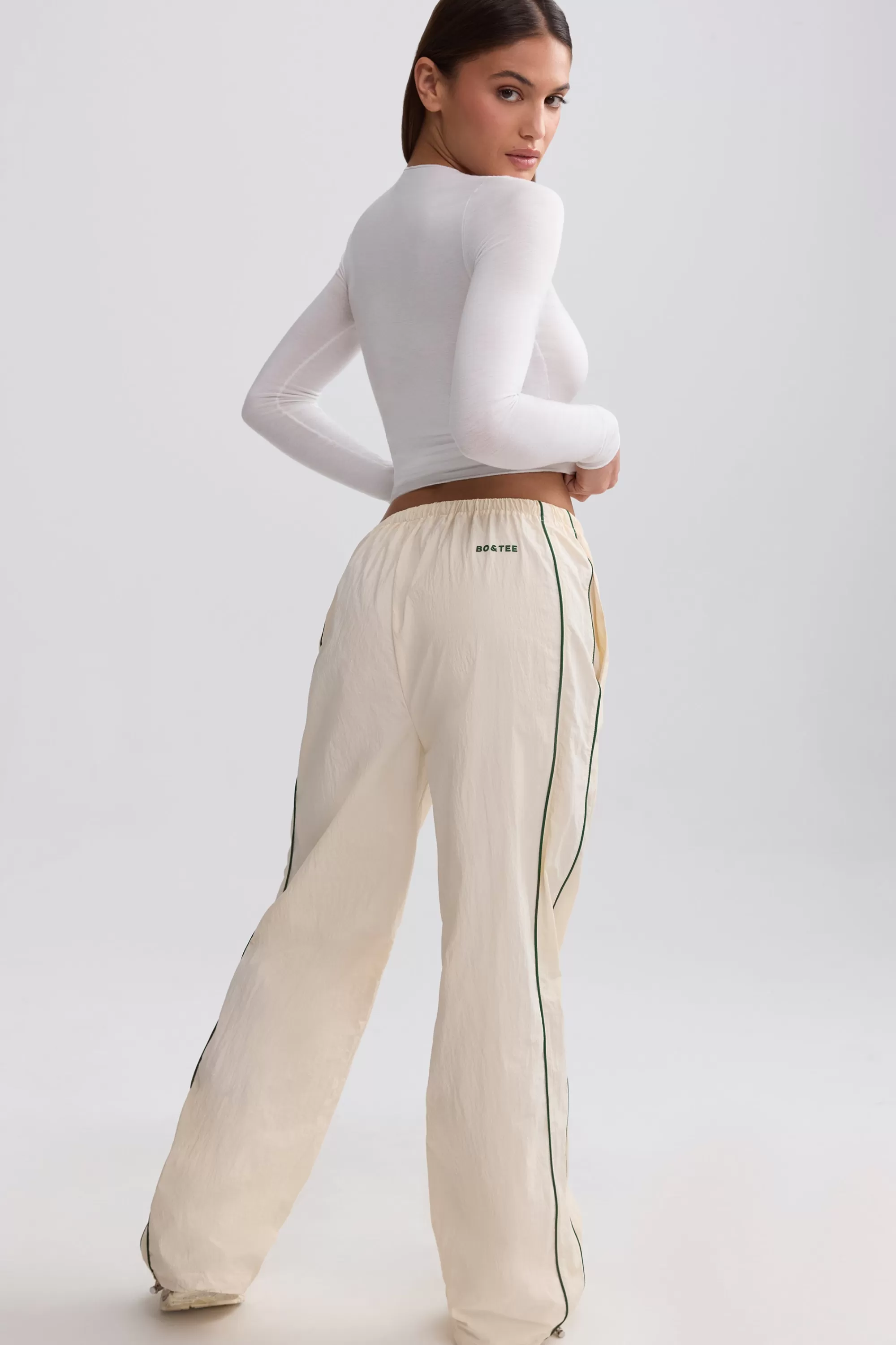 Oh Polly Wide-Leg Track Pants In Marble Shop